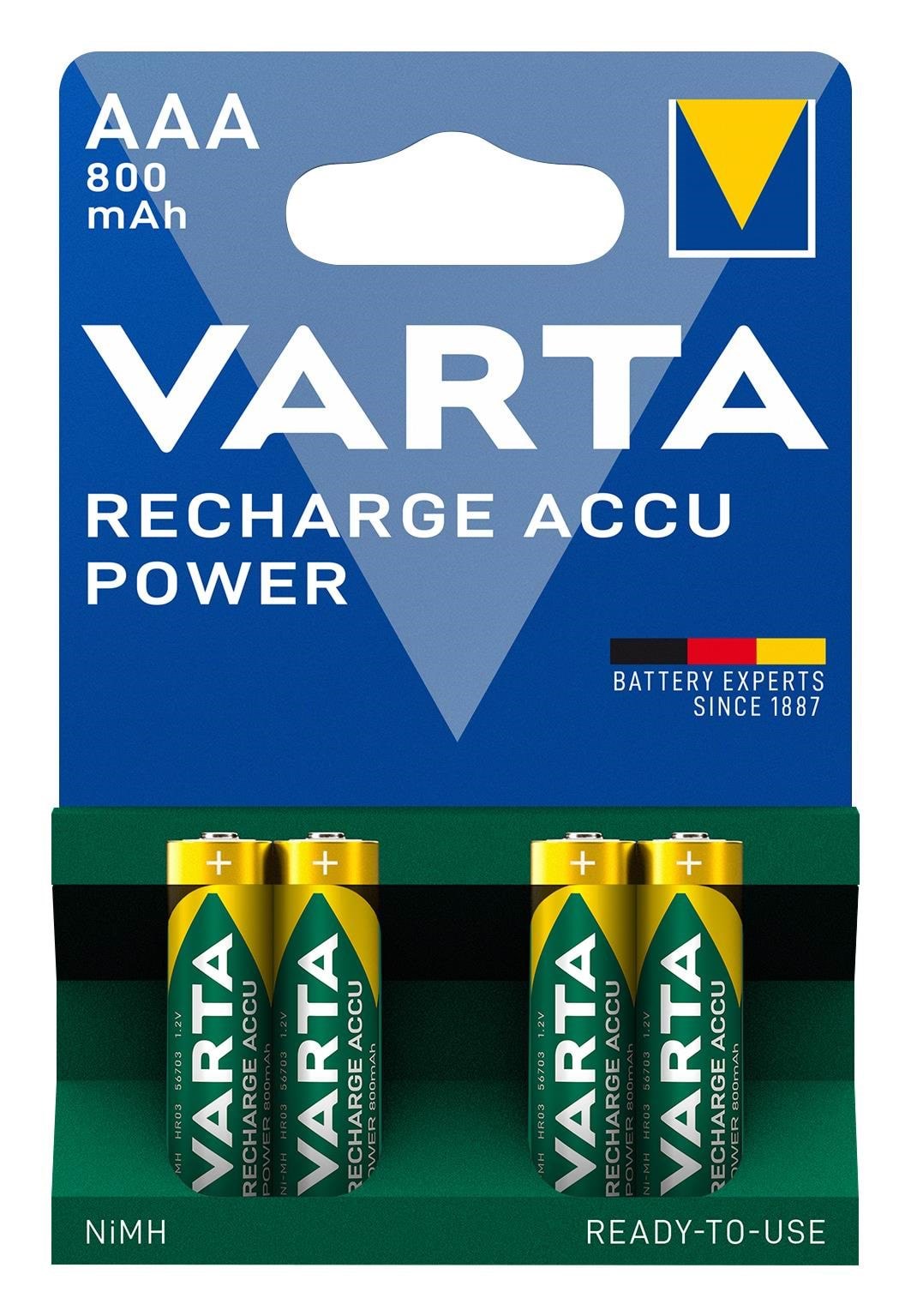 VARTA Varta Recharg. AAA 800 mAh - 4-pak Batteri 56703101404