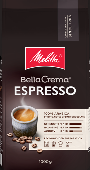 Melitta Bella Crema Espresso 1kg Kaffemaskine Sort 4002720008300