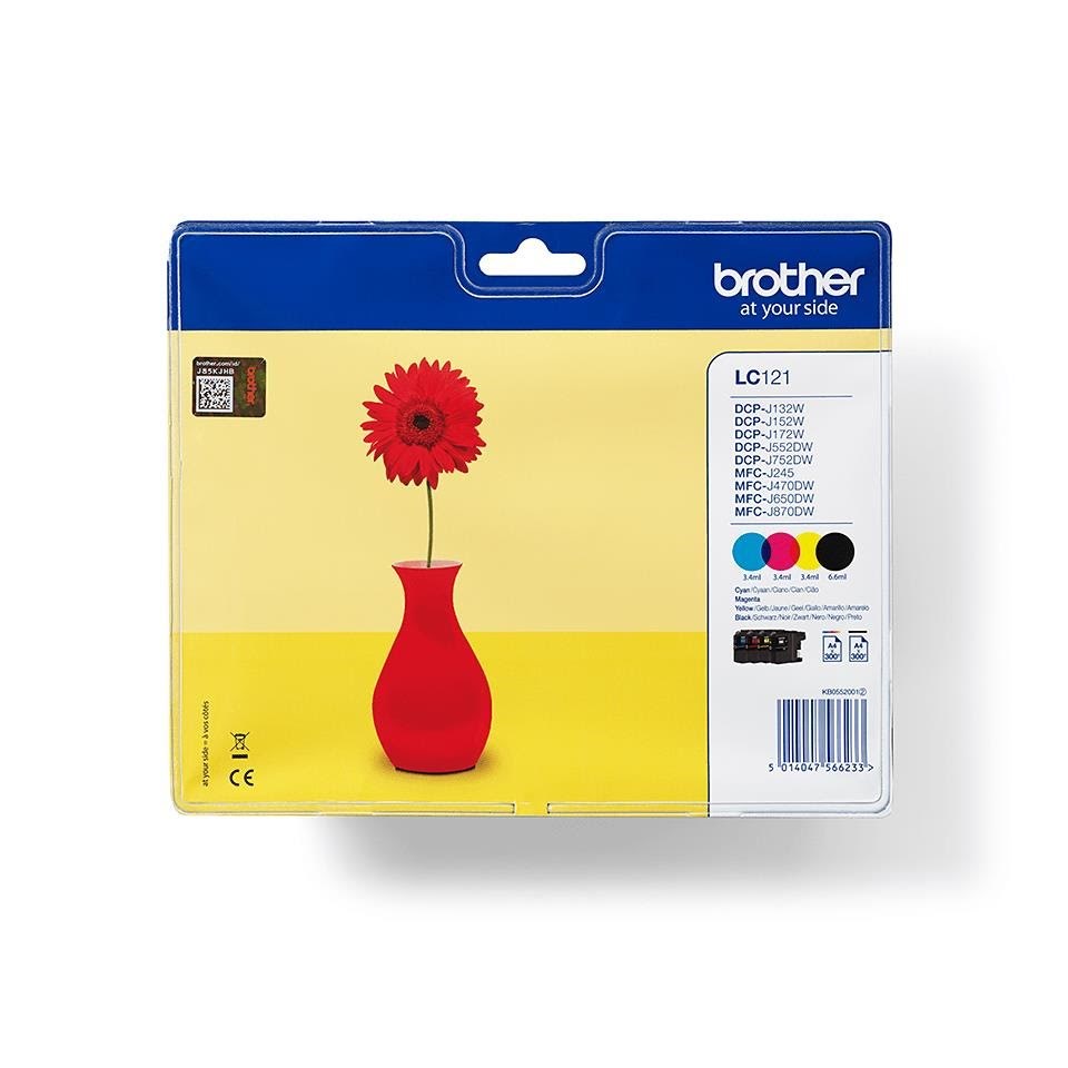 Brother LC121 / LC 121 Value 4-Pack Black Cyan Magenta Yellow Printerpatron Og Toner LC121VALBP