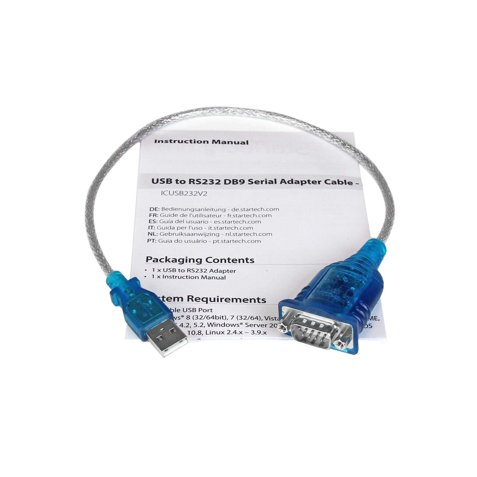 StarTech.com 1 Port USB to RS232 DB9 Serial Adapter Cable - M/M Netværksadapter ICUSB232V2