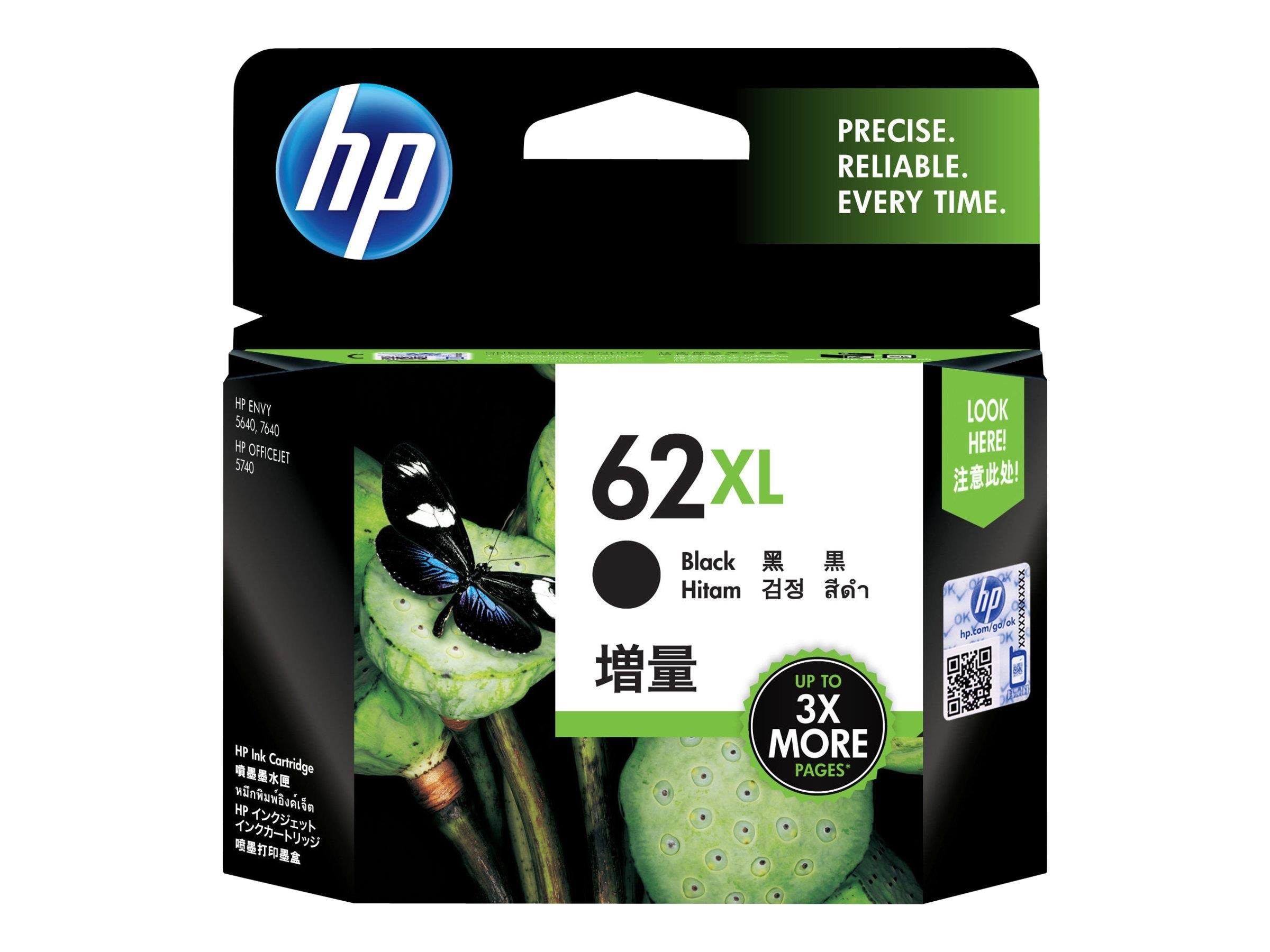 HP 62XL / C2P05AE High Capacity Black Ink Printerpatron Og Toner Sort