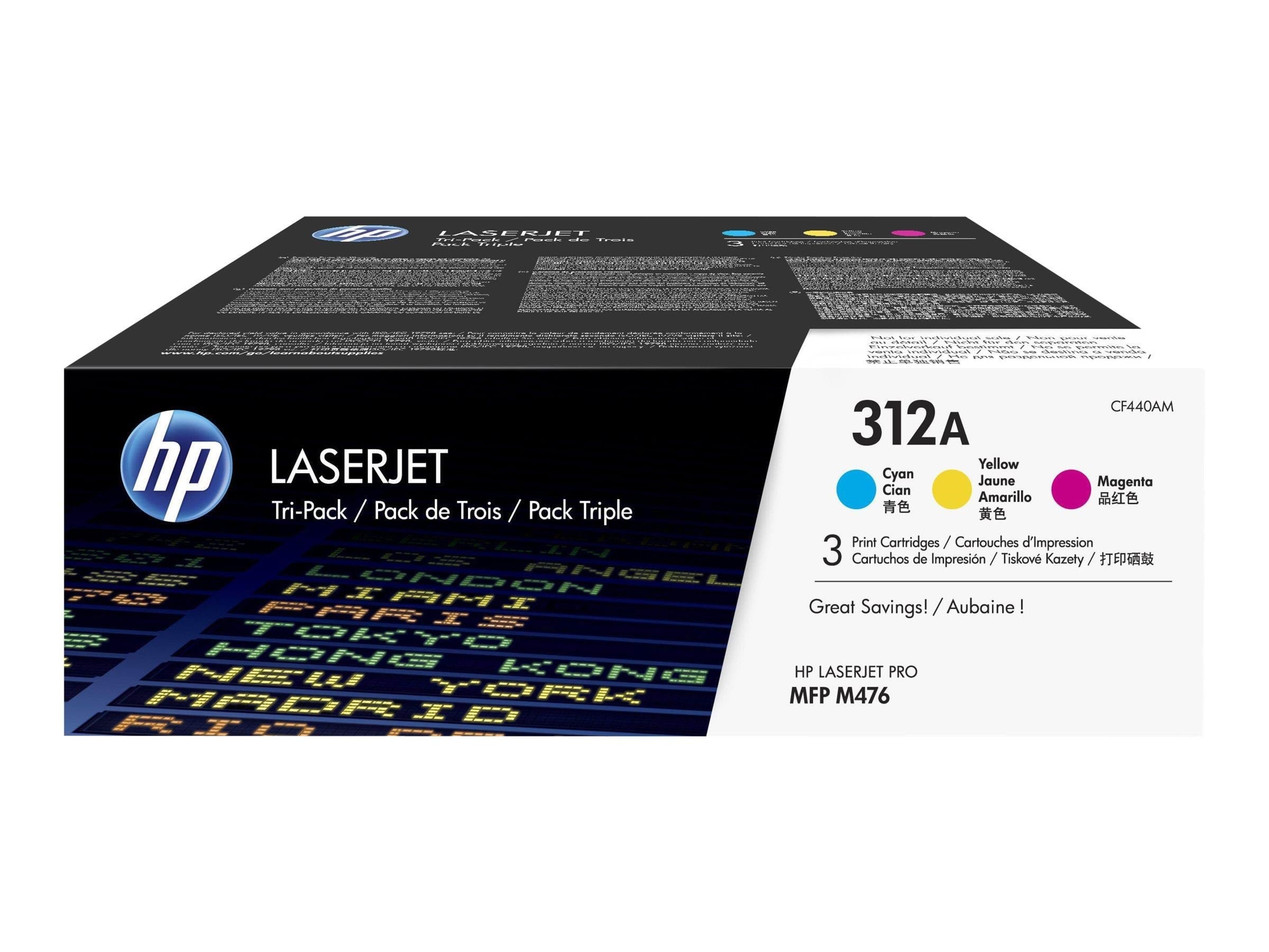HP 312A / CF440AM Tri-Pack (Yellow Cyan Magenta) Printerpatron Og Toner