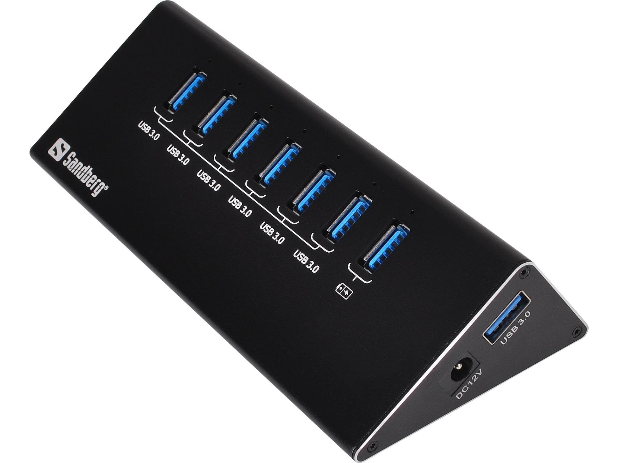 Sandberg 7-Port USB 3.0 Hub USB hub - USB 3.0 - 7 ports - Sort Usb Hub 133-82