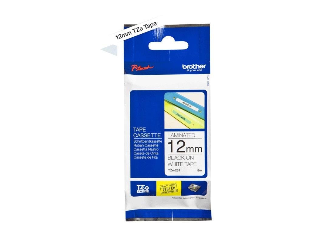 Brother TZE231 / TZe 231 Labelling Tape Cassette - Black on White 12mm wide
