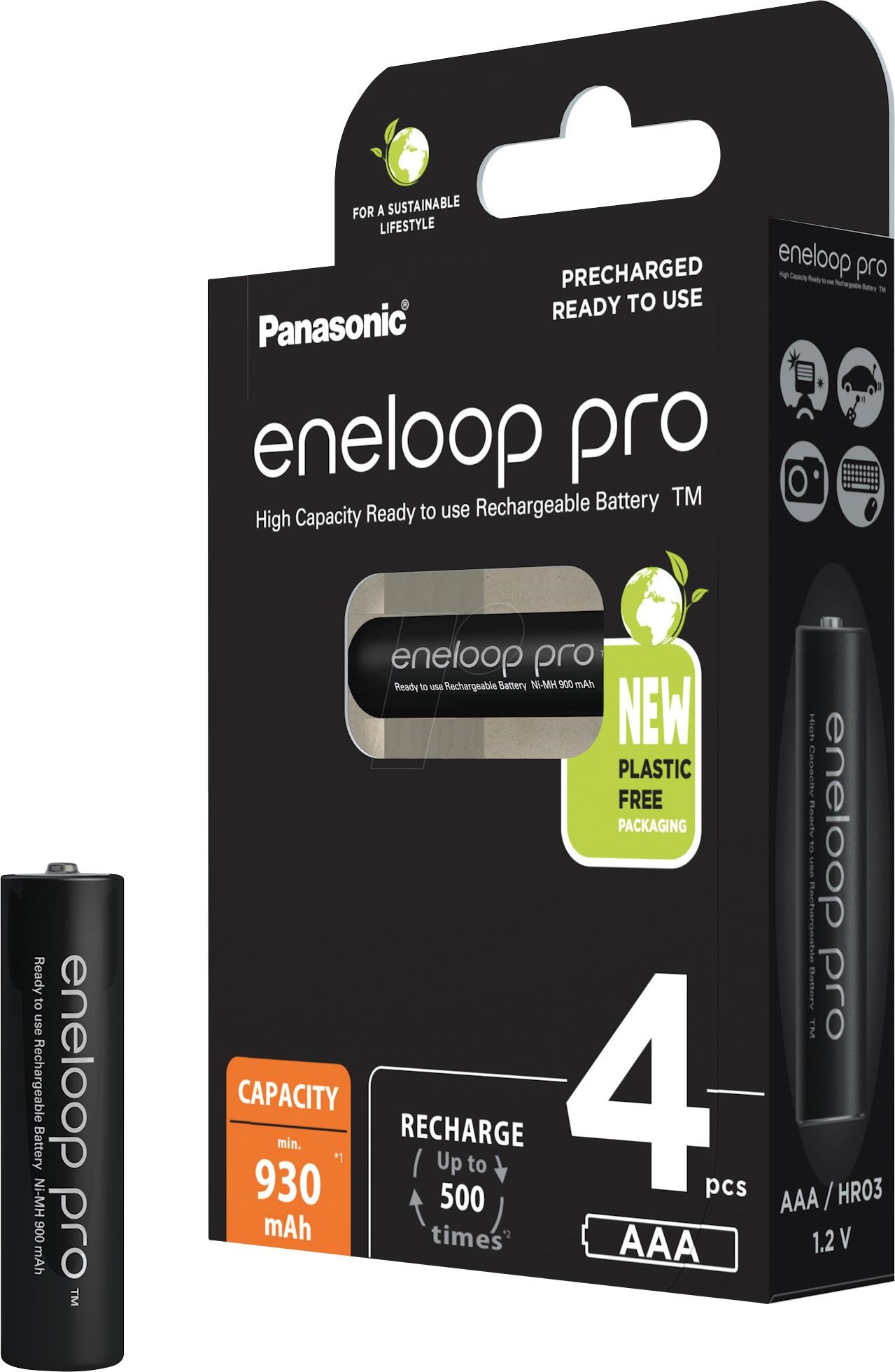 Panasonic Eneloop Pro BK-4HCDE/4BE - Battery 4 x AAA - (rechargeable) - 930 mAh