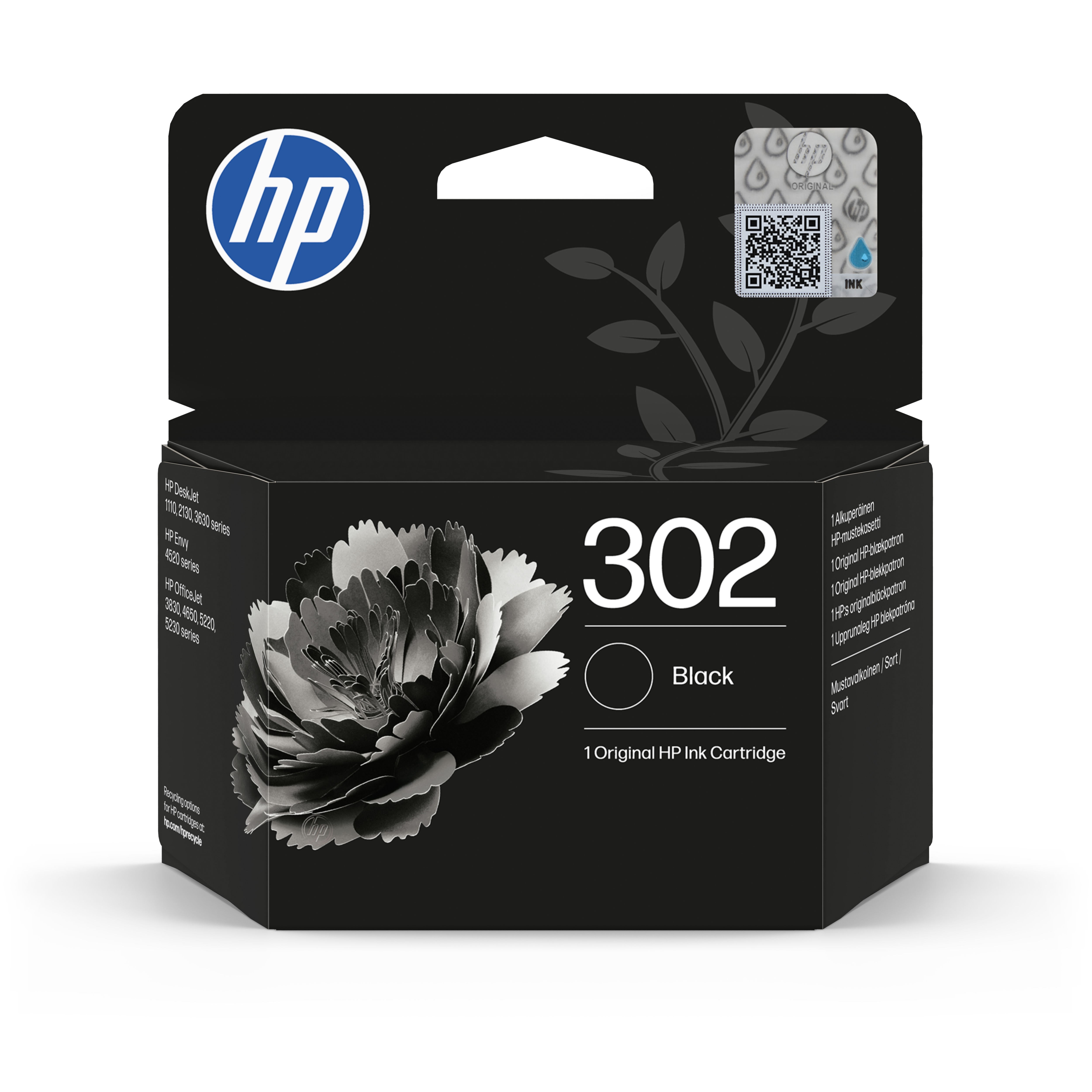 HP 302 / F6U66AE Black Ink Printerpatron Og Toner Dye-based sort