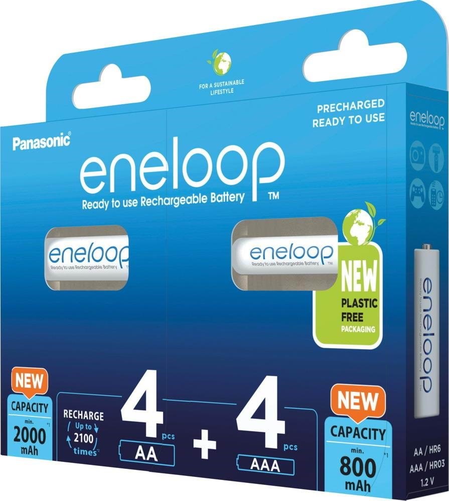 Panasonic eneloop BK-KJMCDE44E - Battery - (4 AA batteries 4 AAA batteries) 8 x AA / AAA - NiMH - ( rechargeable ) Batteri