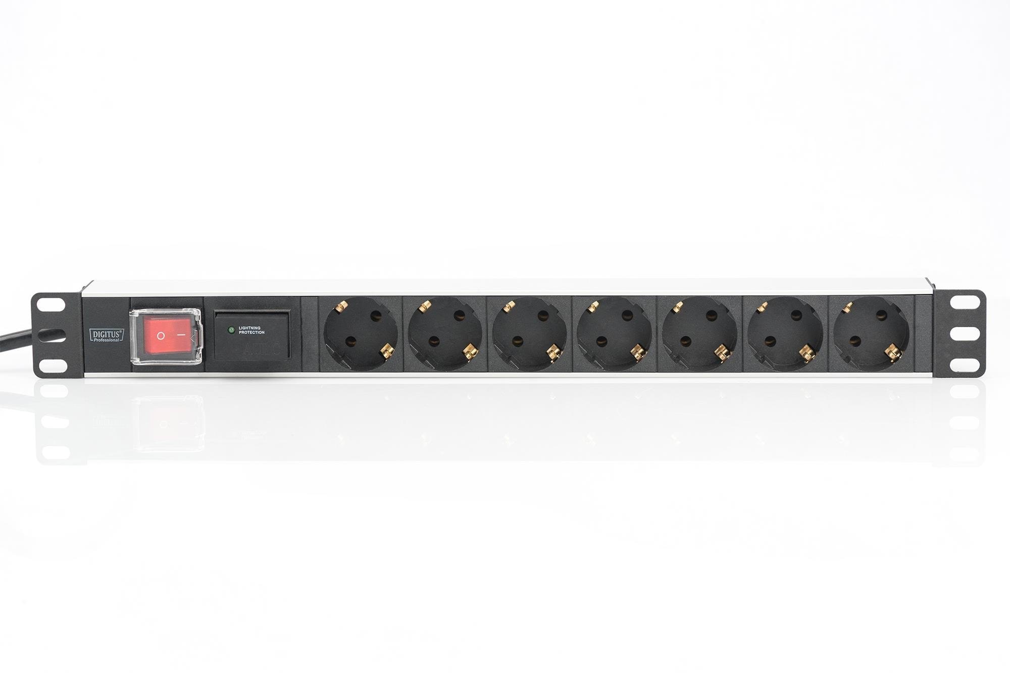 DIGITUS 7-Port - 1U - Aluminum PDU Strømkabel Grå DN-95407