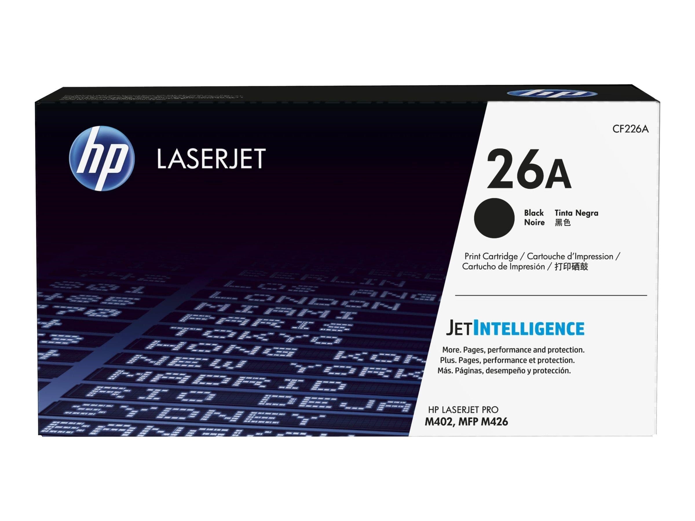 HP 26A / CF226A Black Toner Printerpatron Og Toner Sort