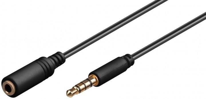 Pro MiniJack 3.5mm Ext. 4P - Bk - 1m Audiokabel Sort 4040849624773