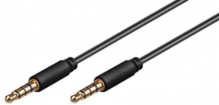 Pro MiniJack 3.5mm Slim 4P - Bk - 1m Audiokabel Sort 4040849638268