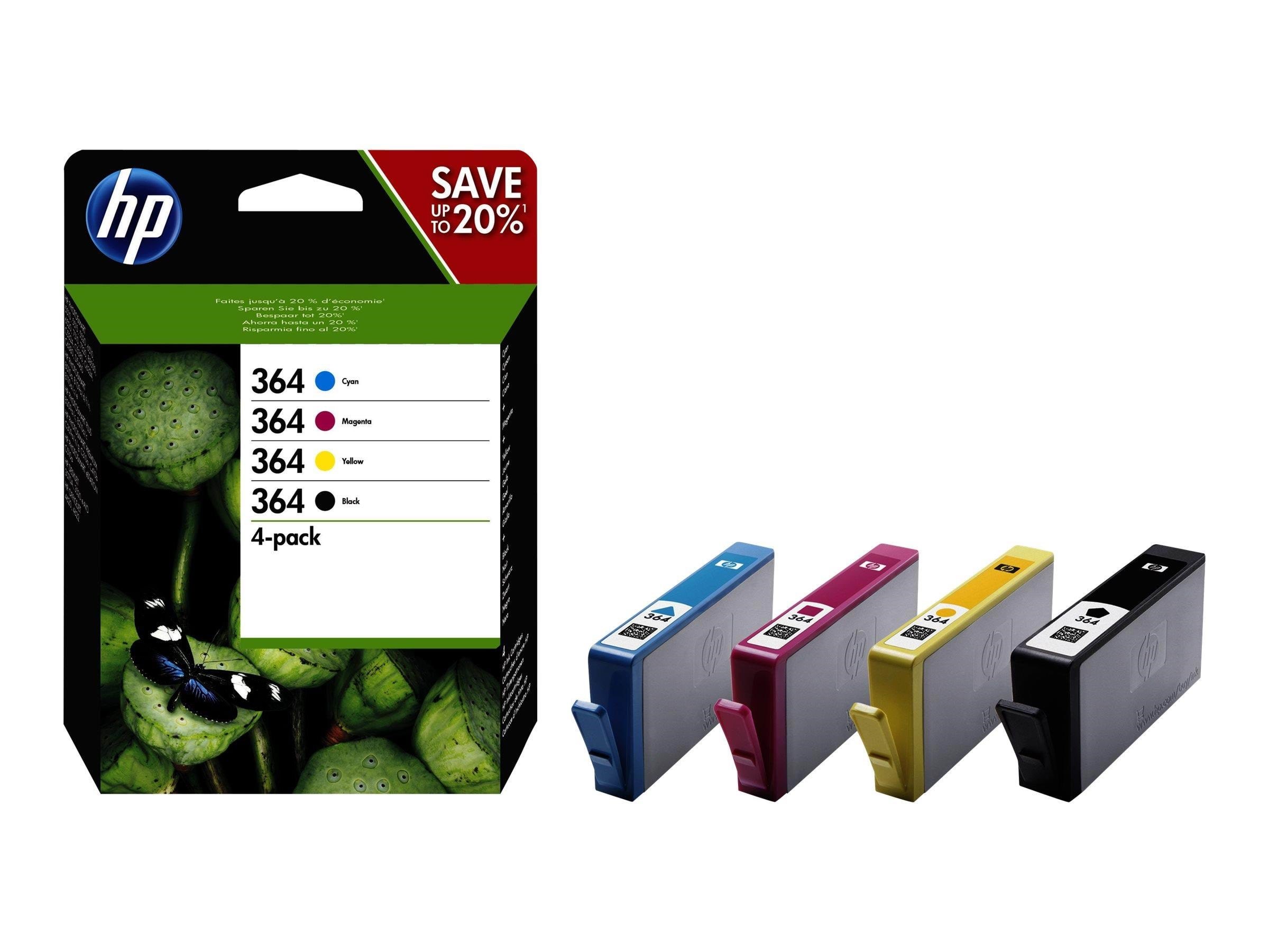 HP 364 / N9J73AE 4-Pack (Black Yellow Cyan Magenta) Ink Printerpatron Og Toner 4 farver