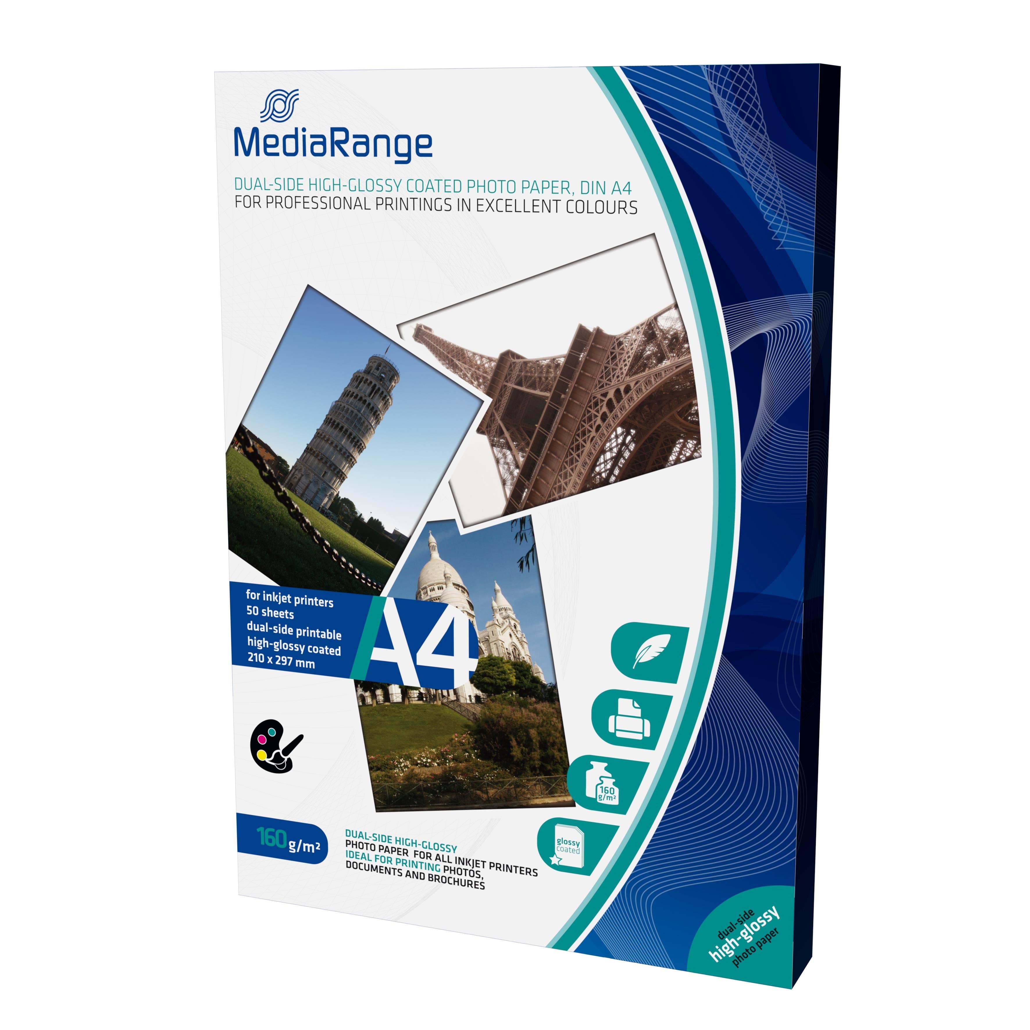 MediaRange High-glossy - white - A4 (210 x 297 mm) - 160 g/m² - 50 sheet(s) photo paper