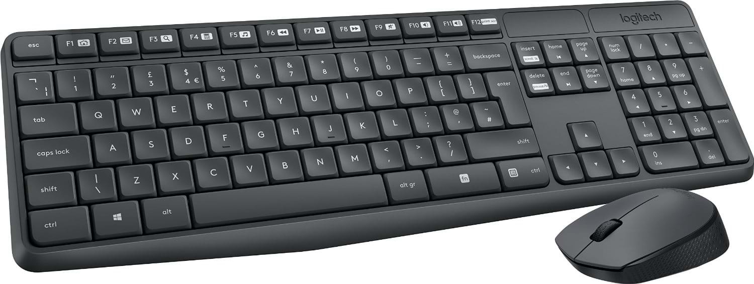Logitech MK235 Wireless Combo - ND - Tastatur & Mus sæt - Nordisk - Grå Tastatur 920-007921