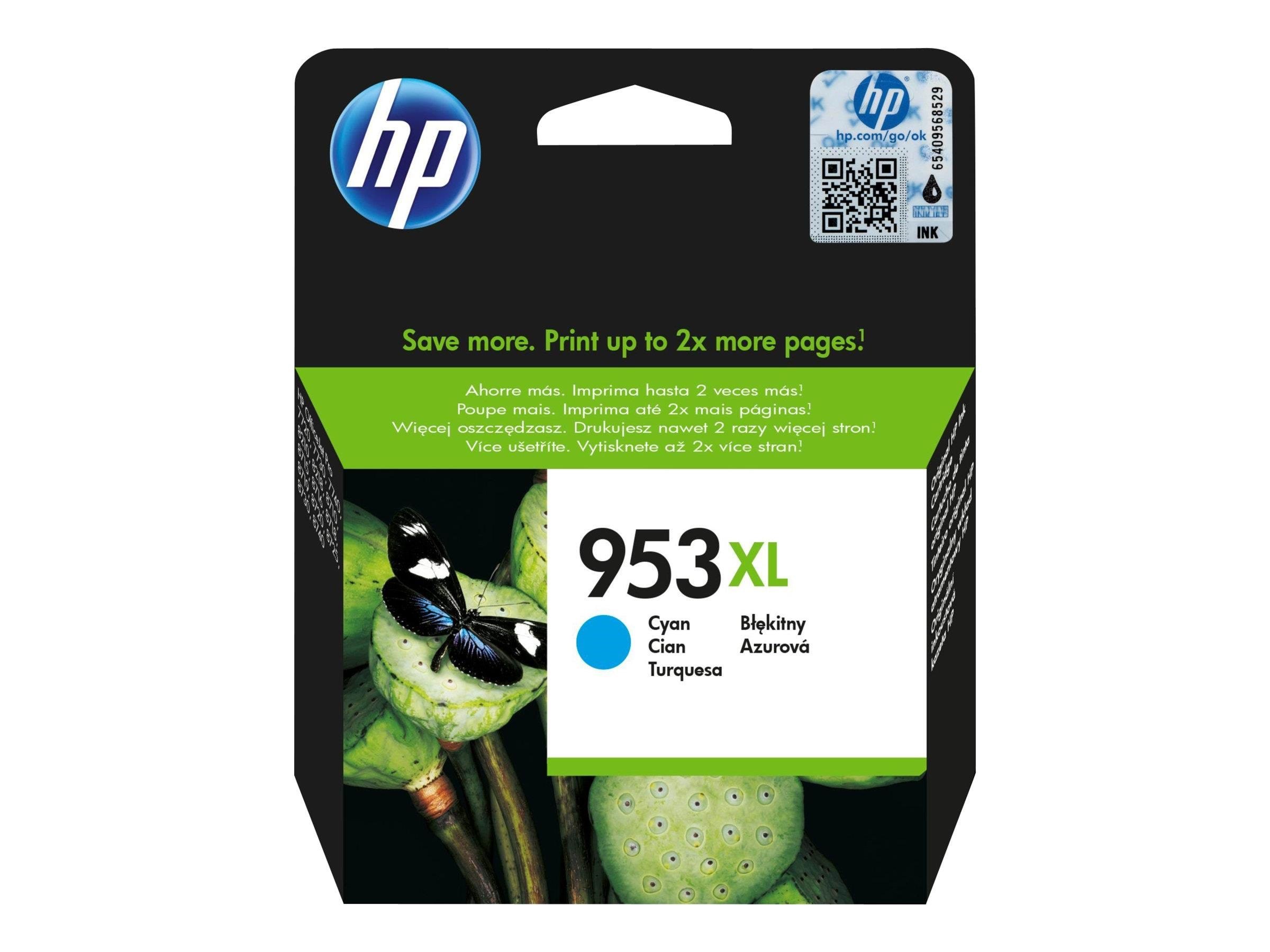 HP 953XL / F6U16AE High Capacity Printerpatron Og Toner Cyan