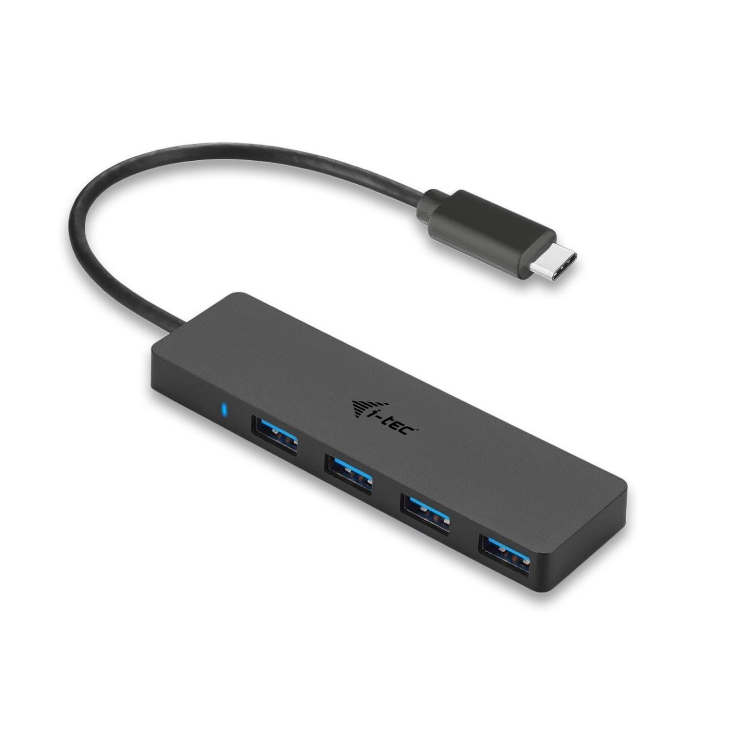 I-Tec USB-C Slim Passive Hub - 4-Port - USB 3.0 - 20 cm cable USB hub - USB 3.0 - 4 ports - Sort