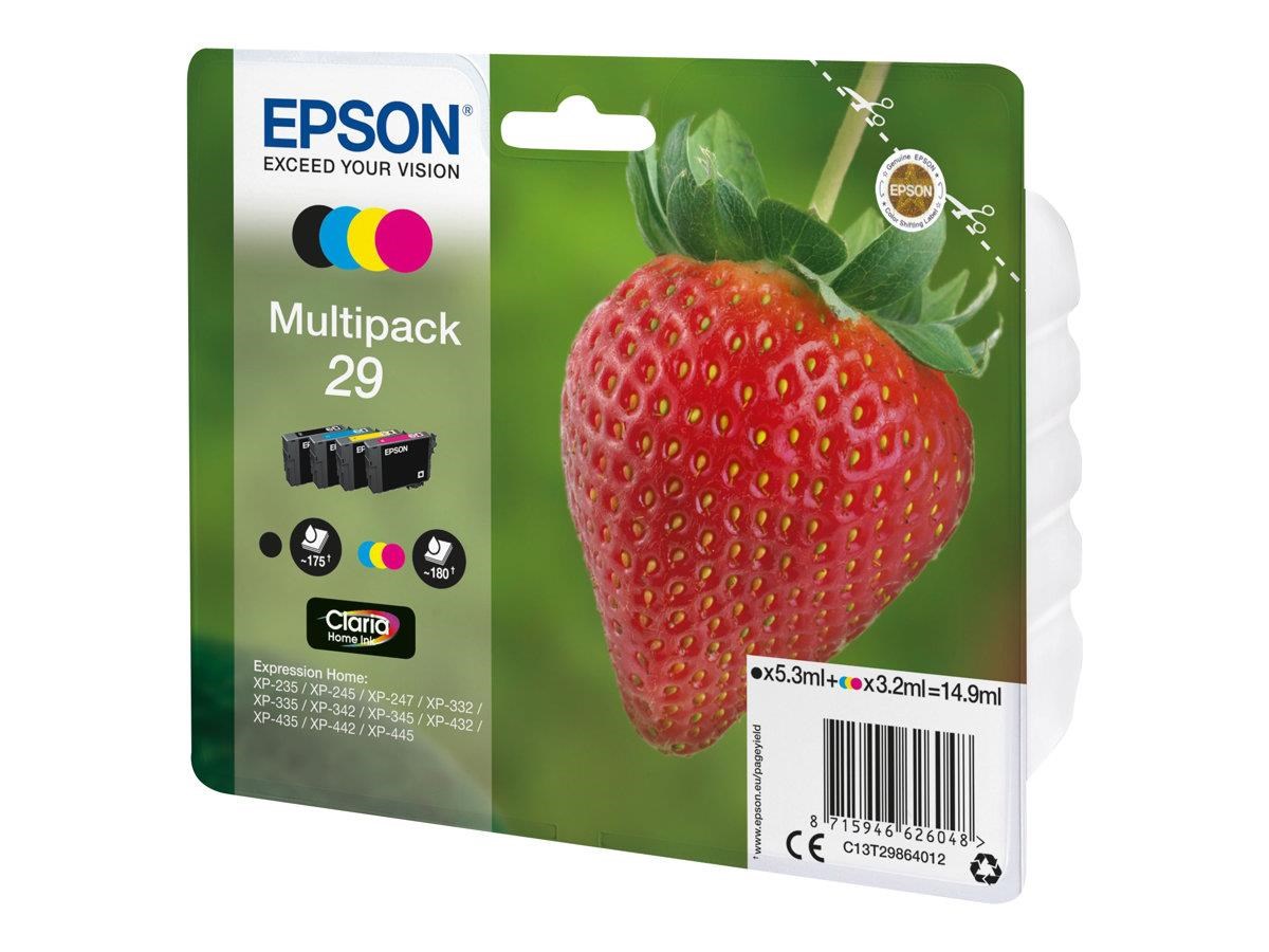 Epson 29 Multipack (Black Yellow Cyan Magenta) Ink Printerpatron Og Toner C13T29864012