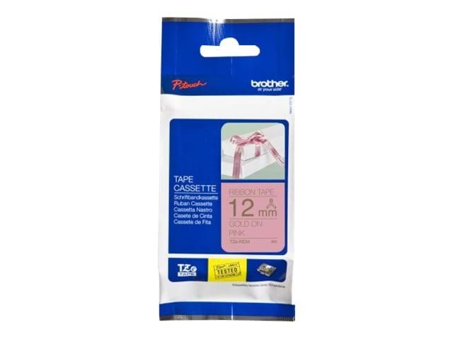 Brother TZe RE34 - Gold on pink - Roll (1.2 cm x 4 m) Fotopapir TZERE34