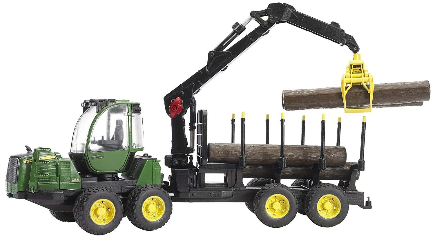 Bruder John Deere 1210E Forwarder with 4 trunks and grab Legetøjsbil 2133