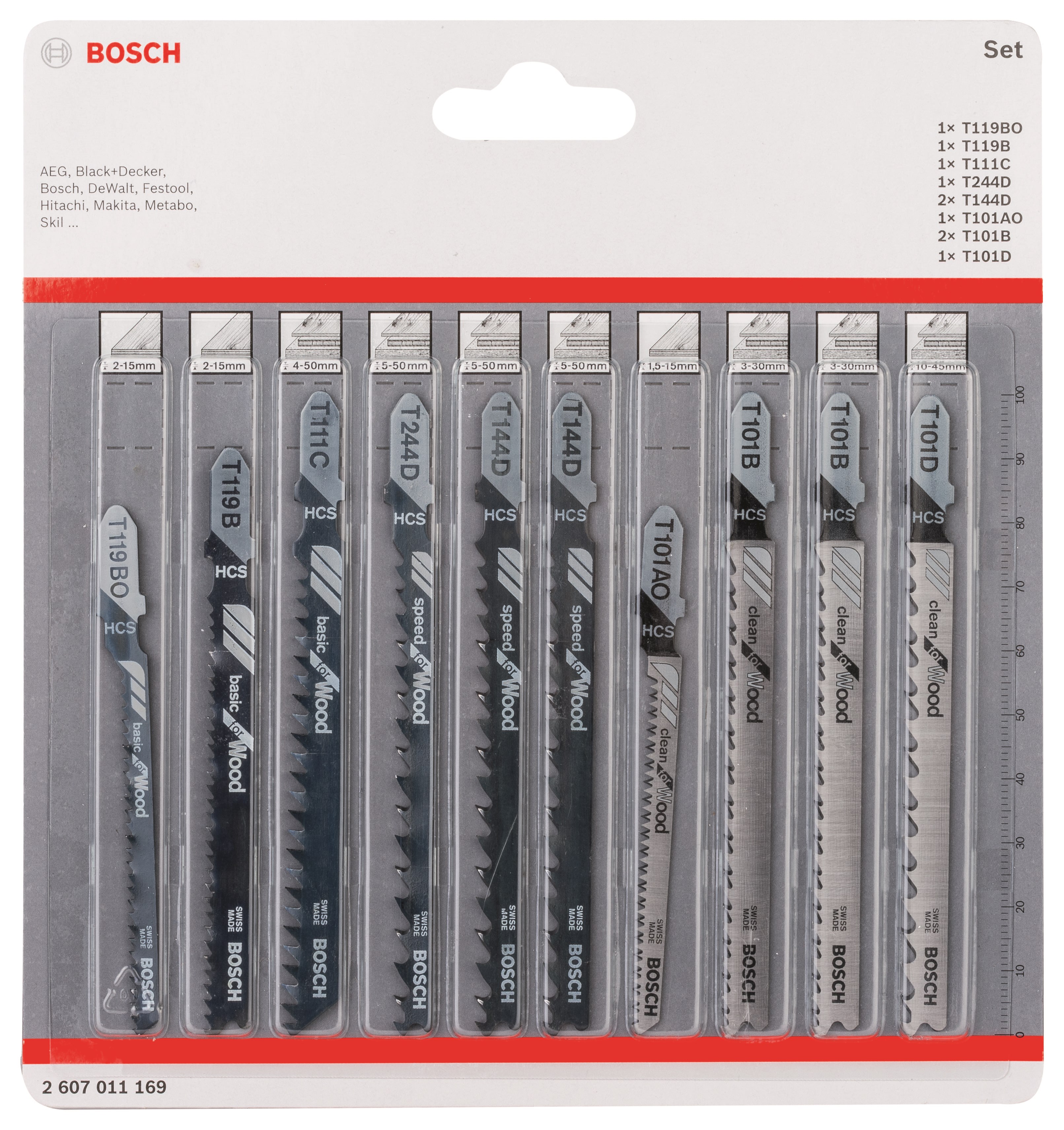 Bosch Stiksavsklingesæt med 10 dele, Wood Stiksav 2607011169