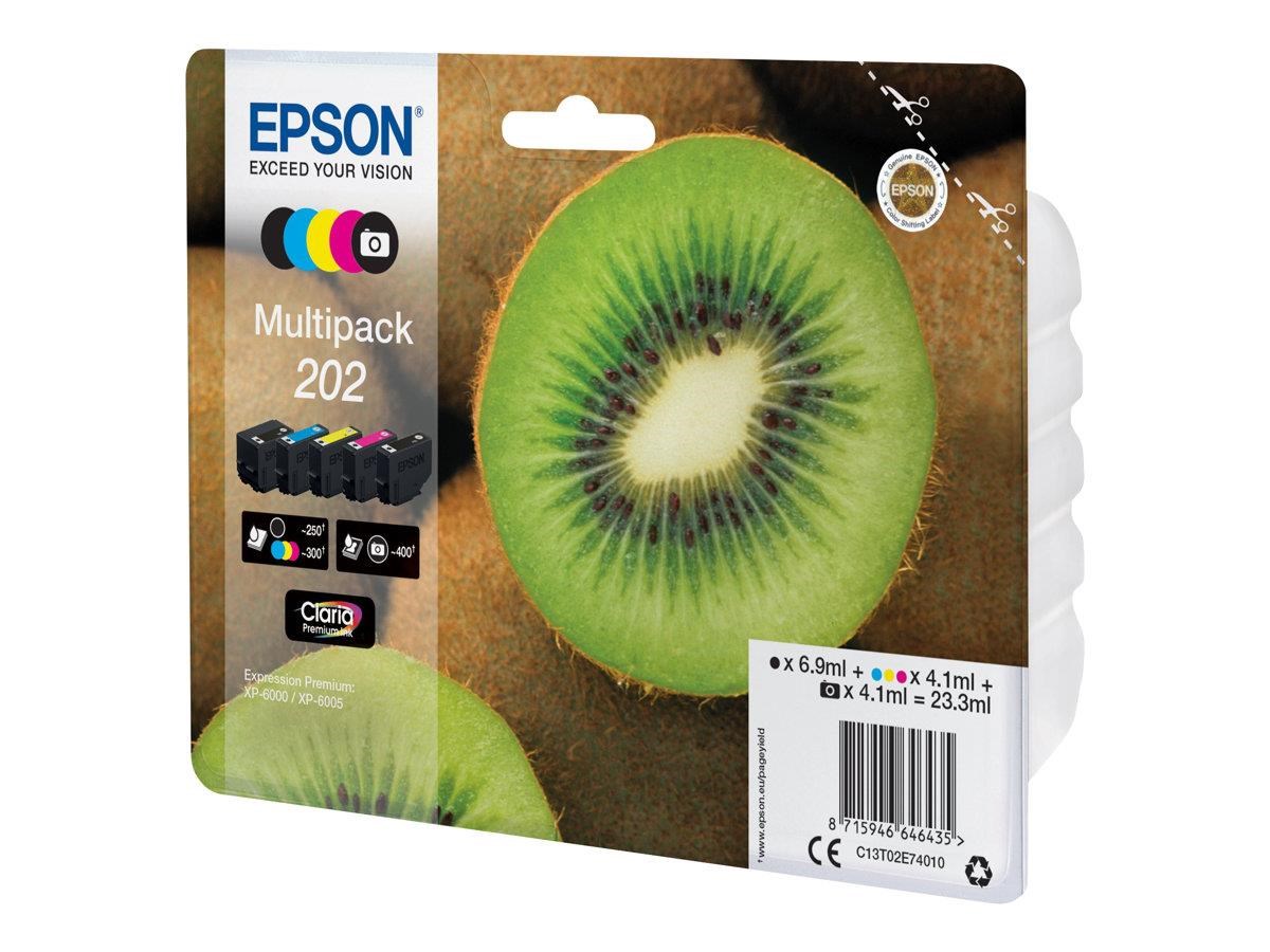 Epson 202 Multipack (Black Yellow Cyan Magenta Photo Black) Ink Printerpatron Og Toner C13T02E74010