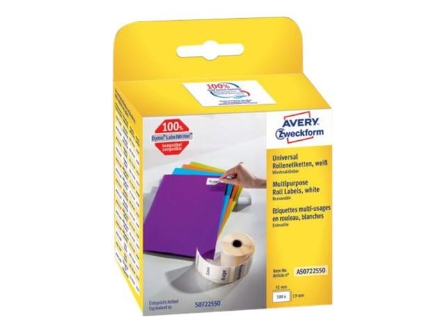 Avery Removable Roll Labels white 19x51mm 500 Labels Fotopapir AS0722550