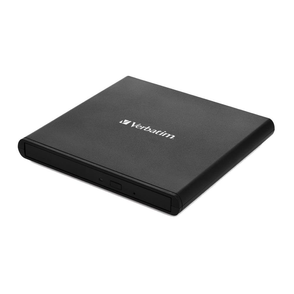 Verbatim Slimline CD/DVD Writer - USB 2.0 - Black - DVD-RW (Brænder) - USB 2.0 - Sort Eksternt Drev 98938