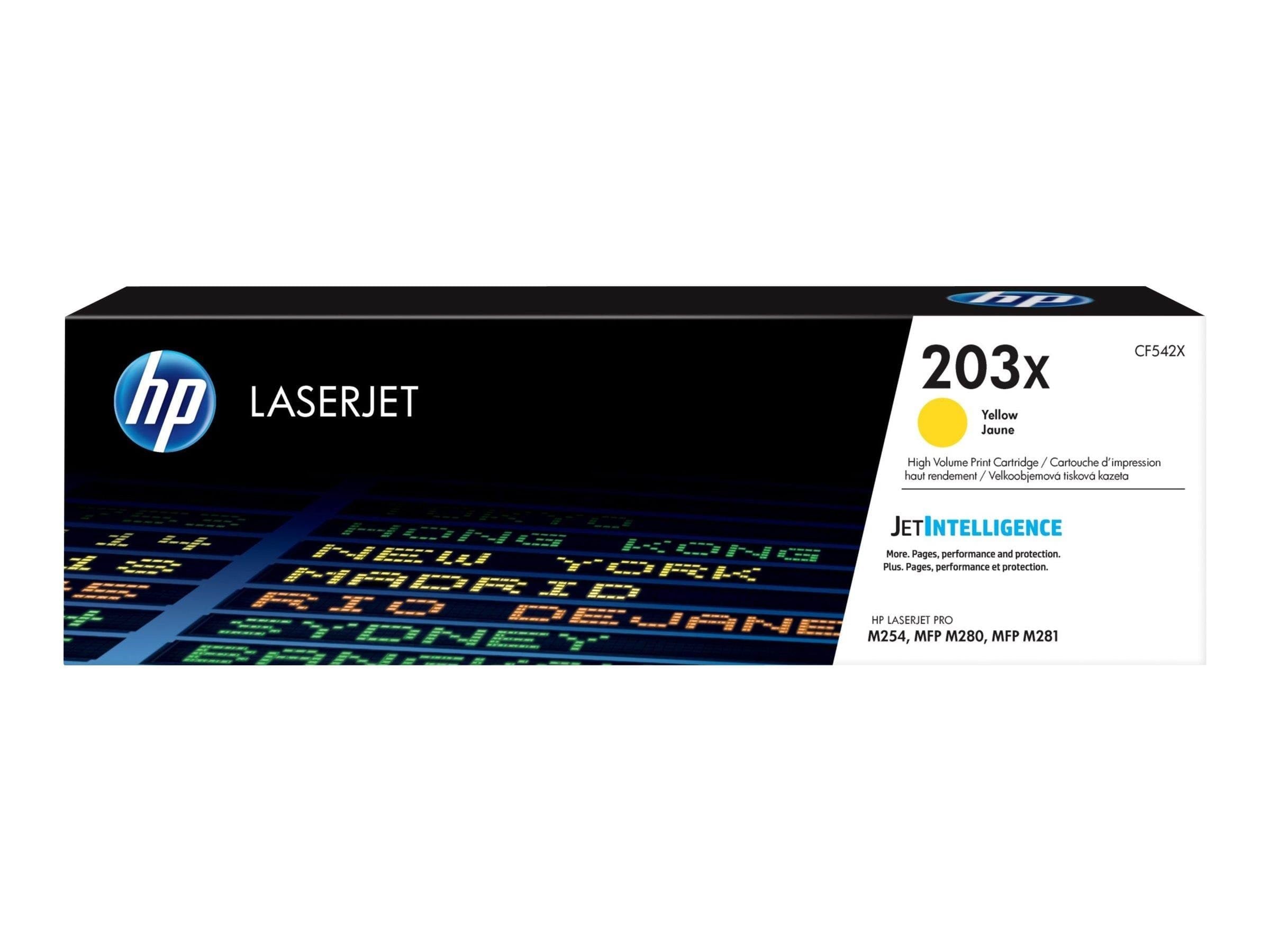 HP 203X / CF542X High Capacity Yellow Toner Printerpatron Og Toner Gul