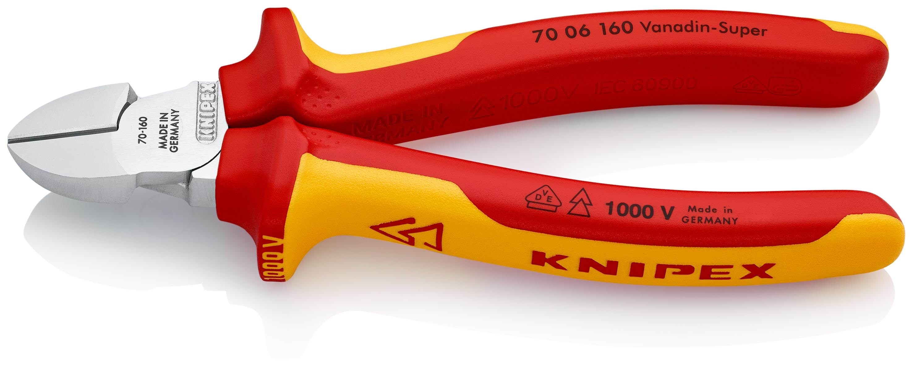 KNIPEX Skævbider forkromet isoleret med flerkomponent-håndtag, vde-godkendt 160 mm
