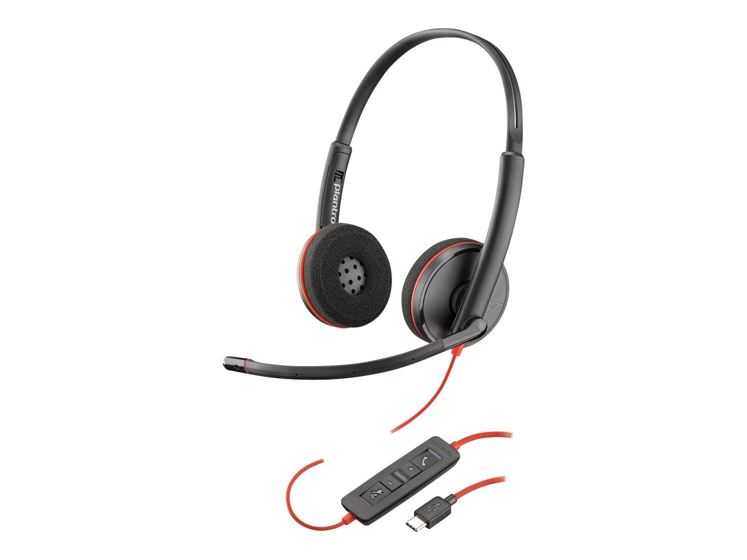 HP Poly Blackwire 3220 USB-C-stereoheadset + USB-C/A-adapter (bulk) (8X228A6) Hovedtelefoner Og Headset Sort