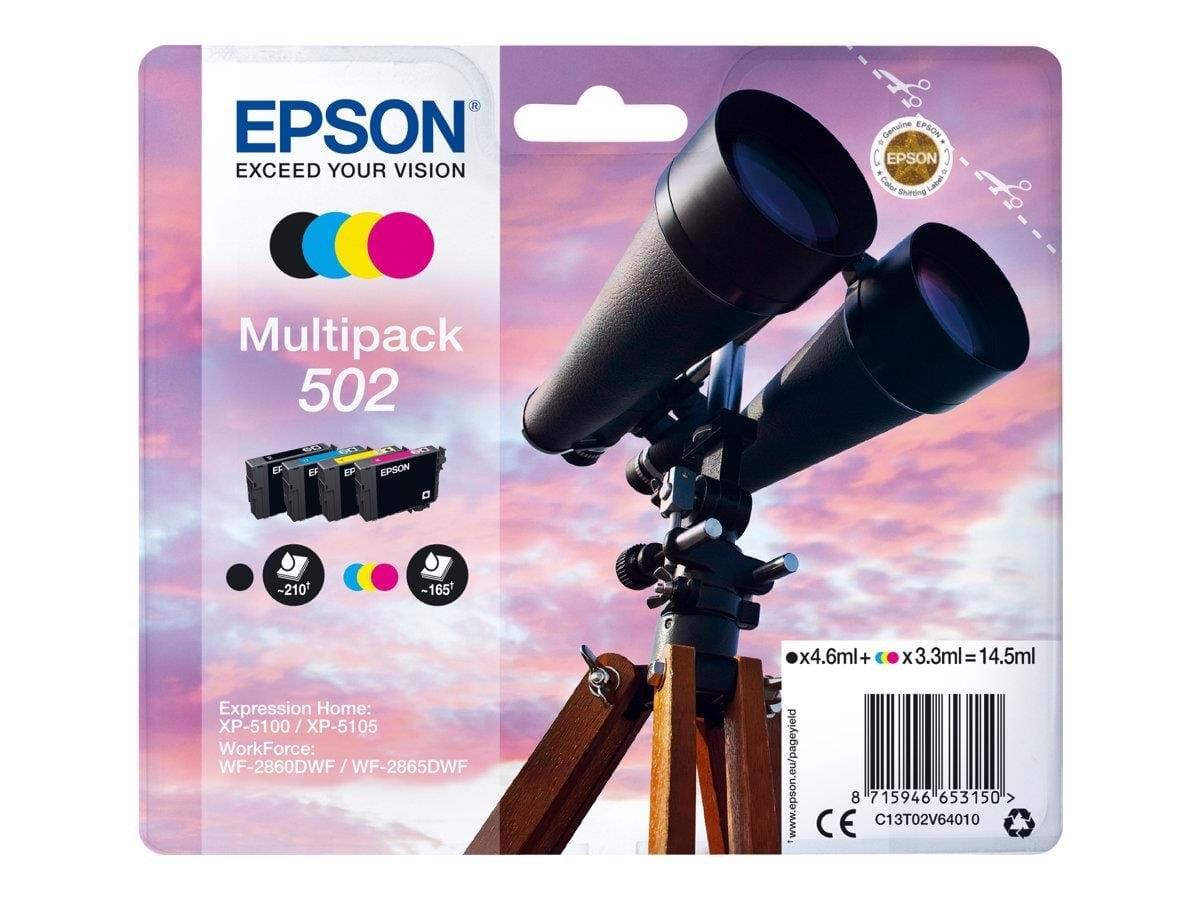 Epson 502 Multipack - 4 pakker - sort gul cyan magenta - original - blækpatron