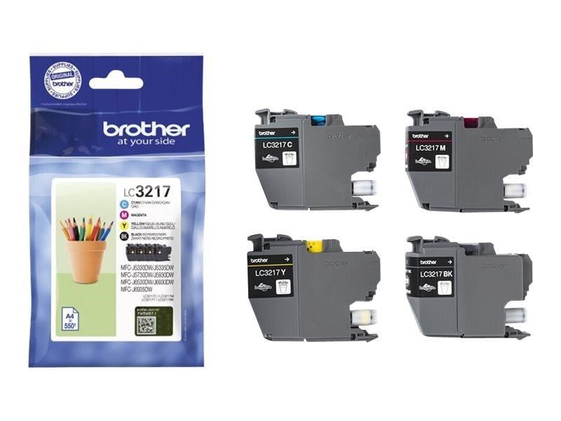 Brother LC 3217 Value 4-Pack Ink Black/Yellow/Cyan/Magenta Printerpatron Og Toner 4 farver LC3217VAL