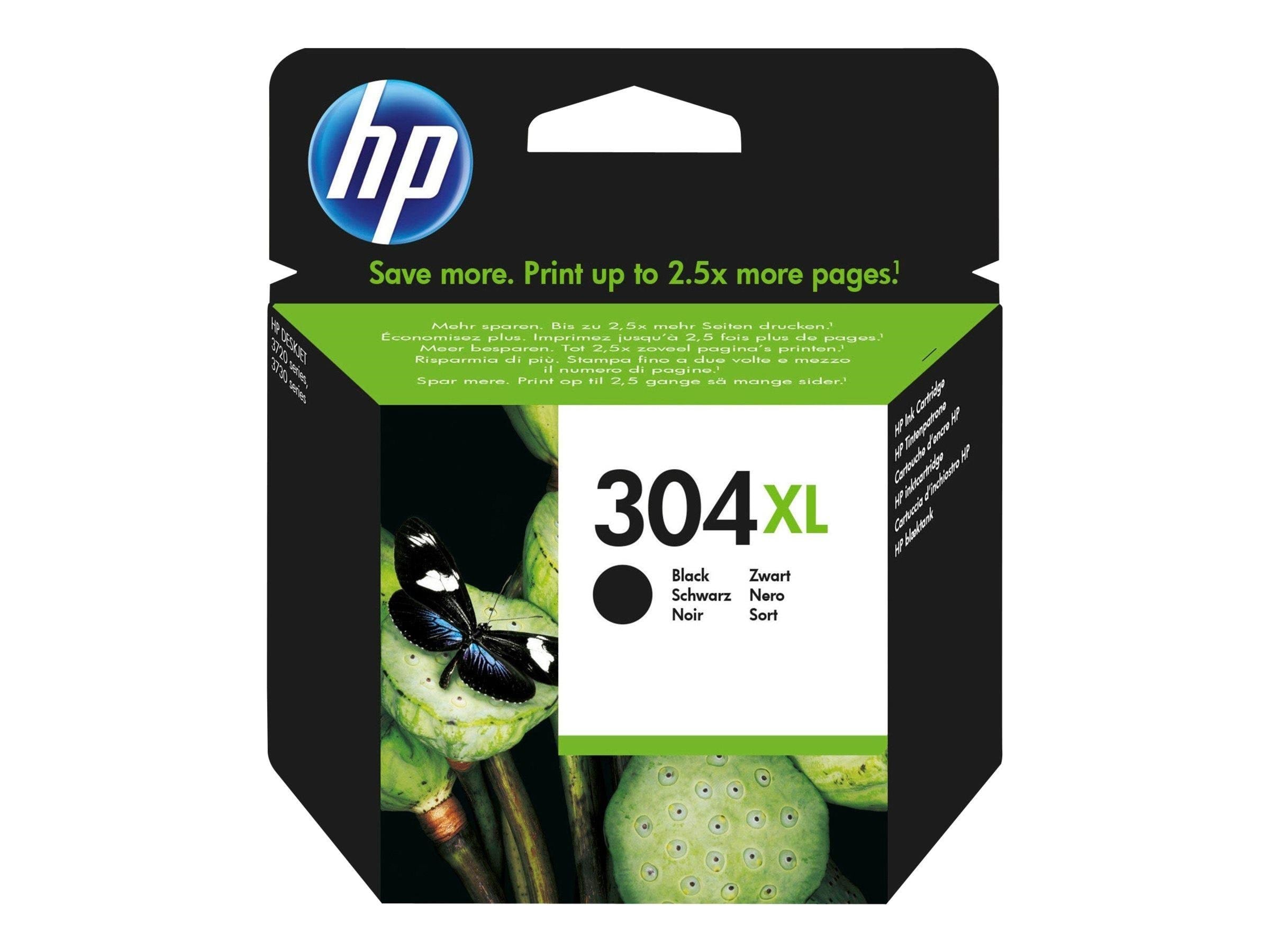 HP 304XL / N9K08æ High Capacity Black Ink Printerpatron Og Toner Sort
