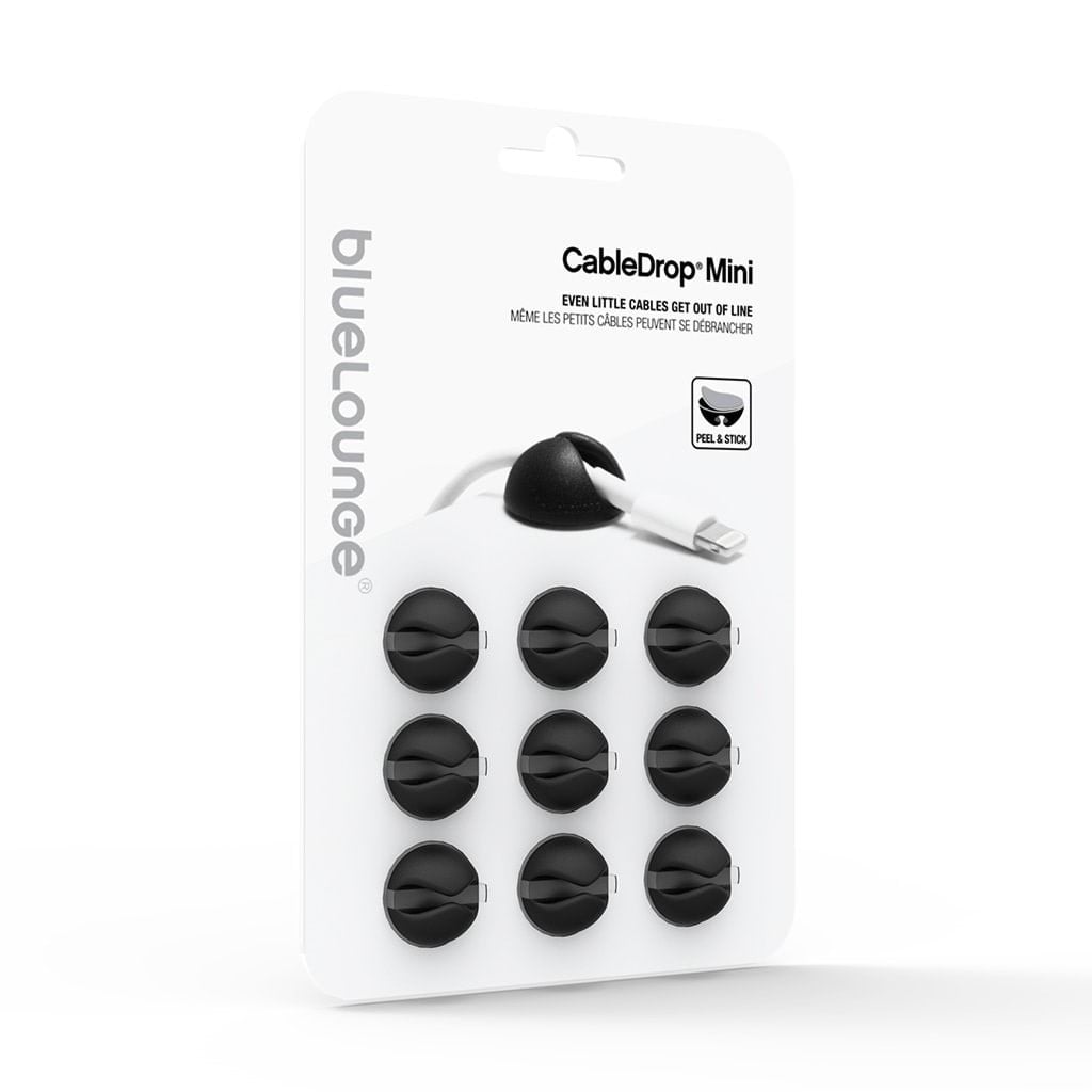 Bluelounge Design CableDrop mini - Black - 9-pack Kabel Organisering Sort 758681