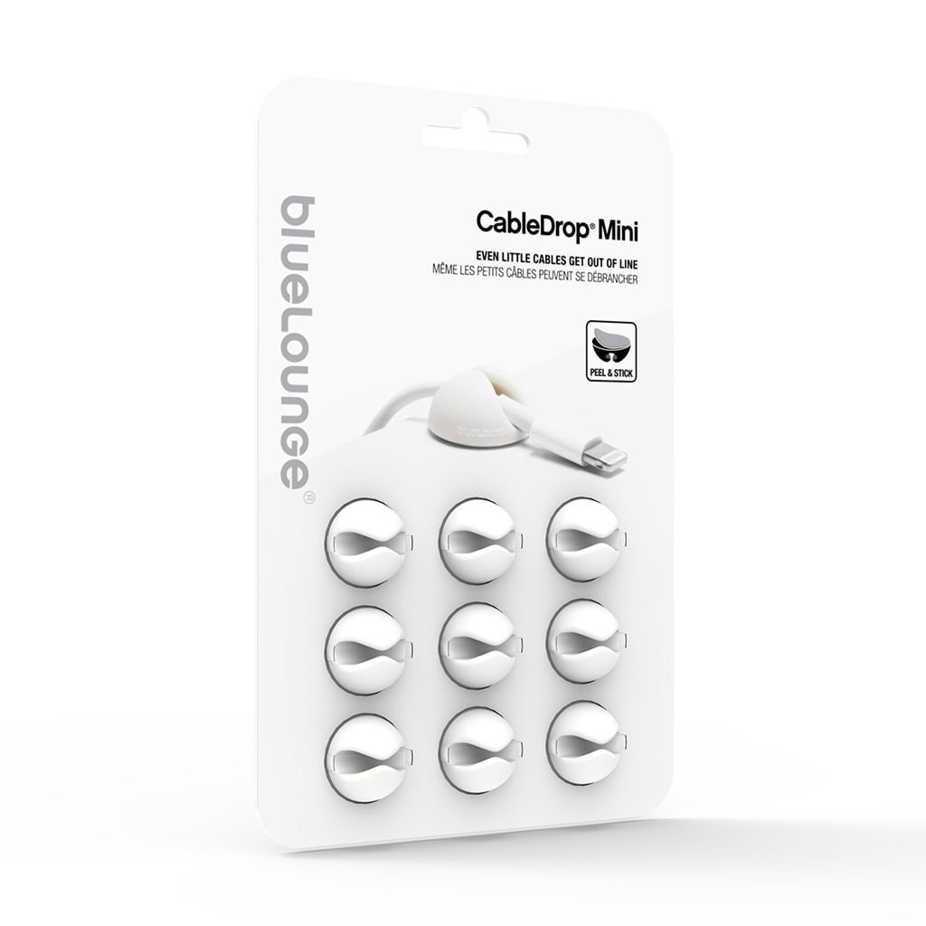Bluelounge Design CableDrop mini - White - 9-pack Kabel Organisering Hvid CDM-WH