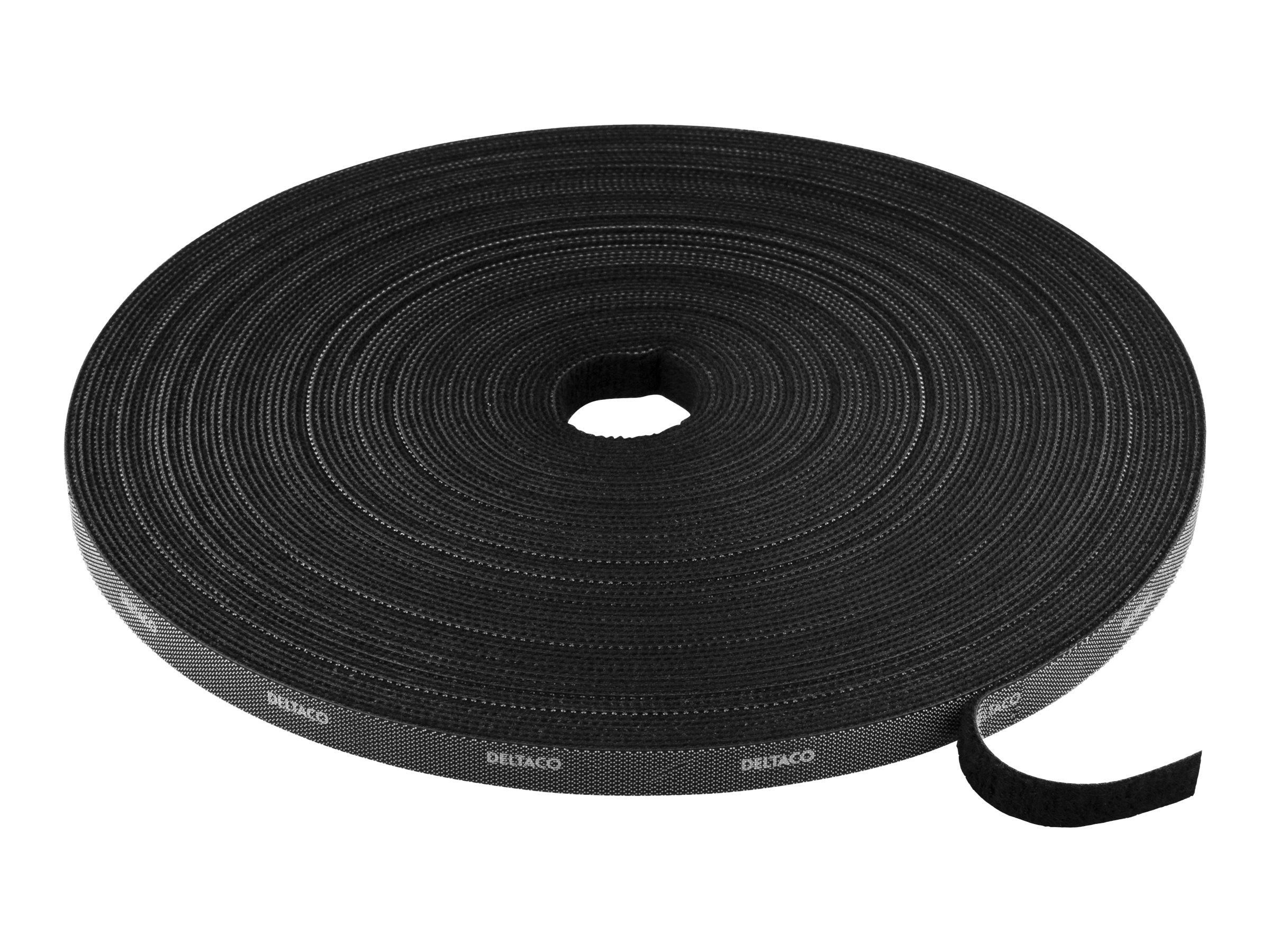 Deltaco Hook and loop fastener cable ties width 1 Kabel Organisering Sort CM1025S