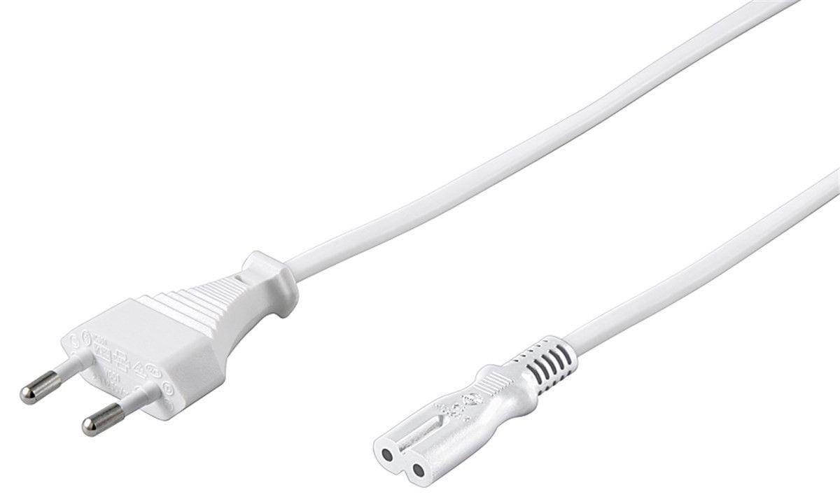 Pro Strømkabel C7 (2 pins) - Hvid - 3m - Lige Strømkabel 4040849939877