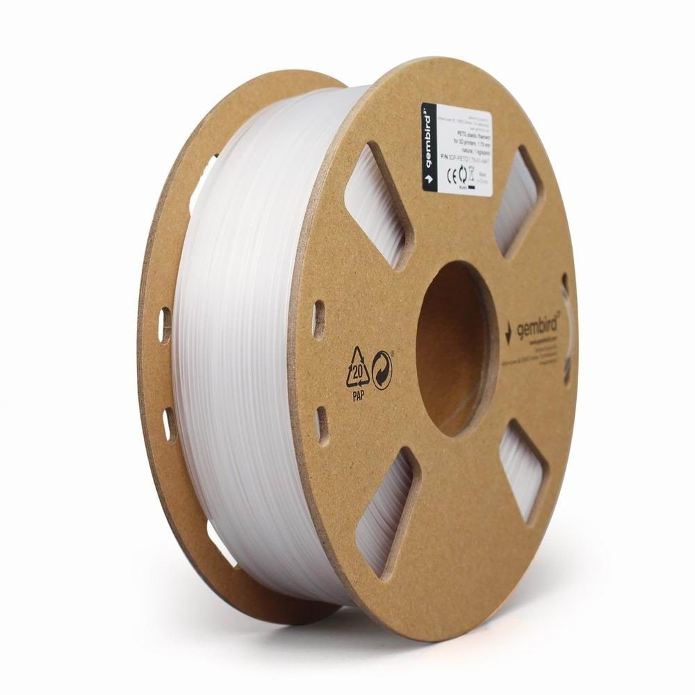 Gembird PETG (PET, PETT) filament - Hvid - 1.75mm ø - 1 kg 3d Filament 3DP-PETG1.75-01-W