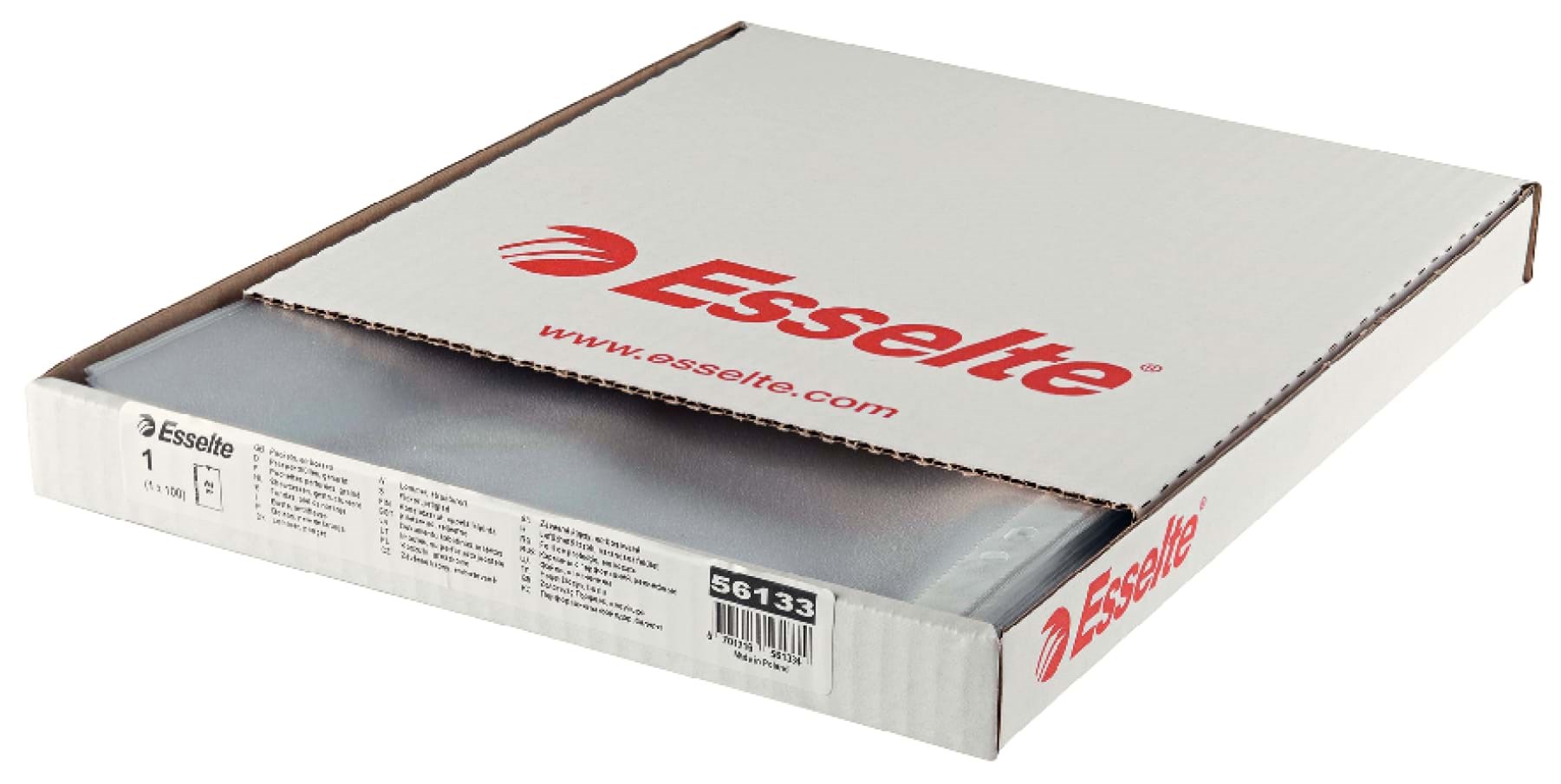 Esselte Lomme økonomi 43my A4 med præg æske /100 Plastiklomme 56133