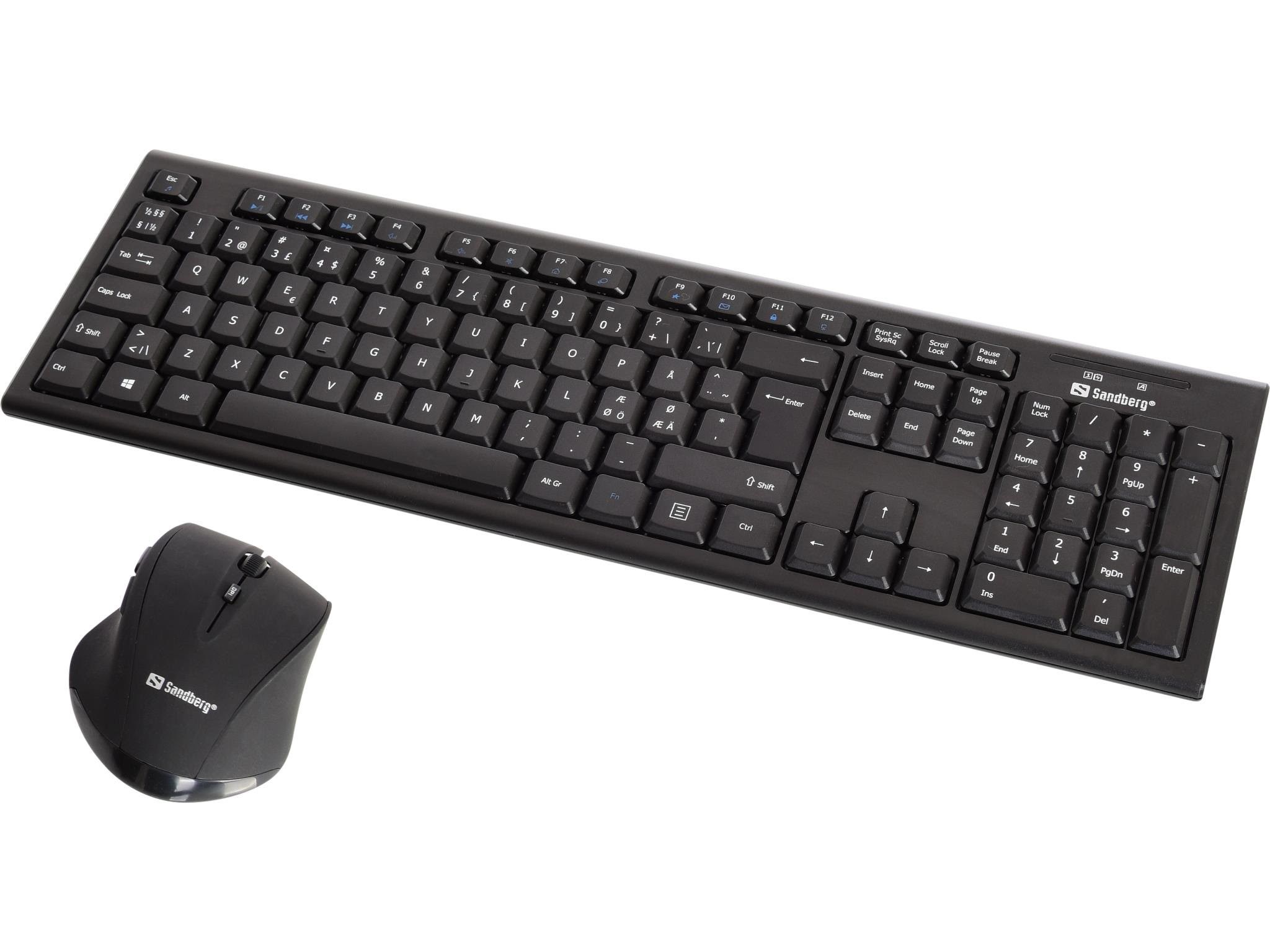 Sandberg Wireless Office Desktop Set - Tastatur & Mus sæt - Nordisk - Sort