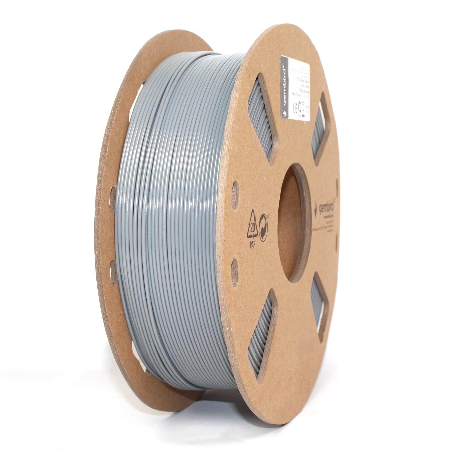 Gembird PETG (PET, PETT) filament - Grå - 1.75mm ø - 1 kg 3d Filament 3DP-PETG1.75-01-GR