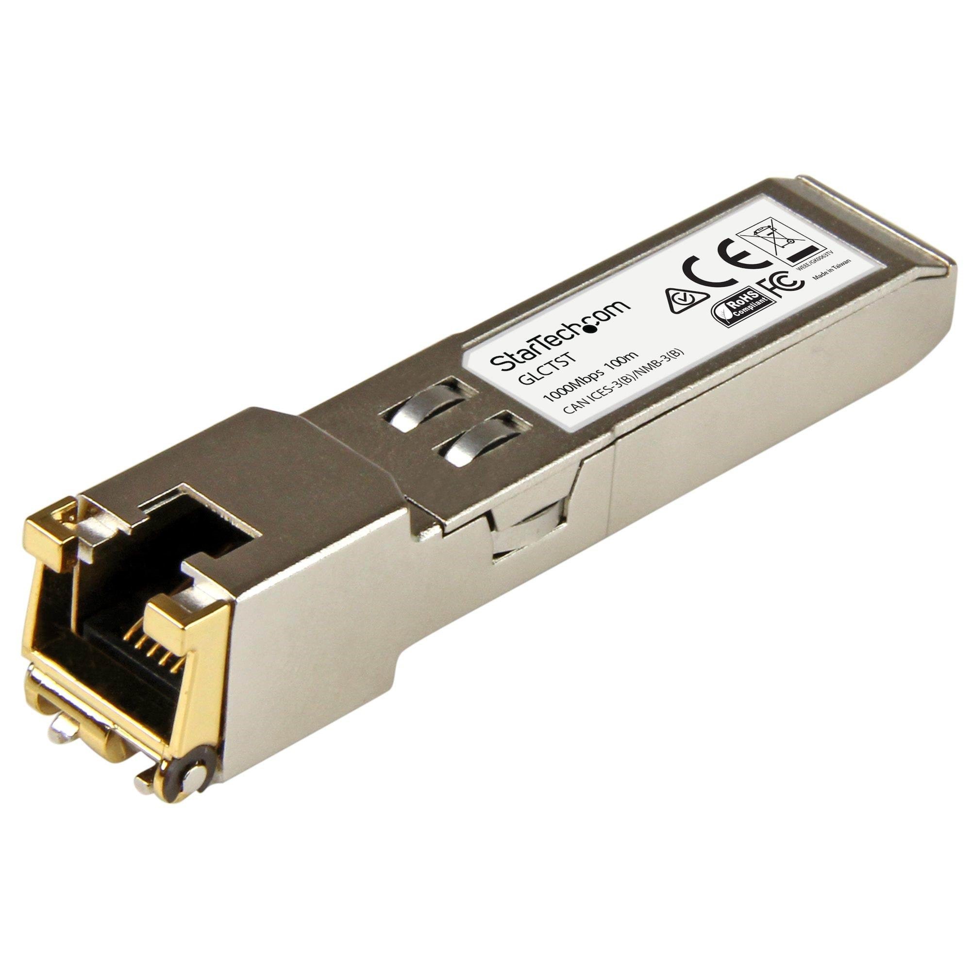 StarTech.com Cisco GLC-T Compatible SFP Module - 1000BASE-T - SFP to RJ45 Cat6/Cat5e - 1GE Gigabit Ethernet SFP - RJ-45 100m - Cisco Firepower ASR920 