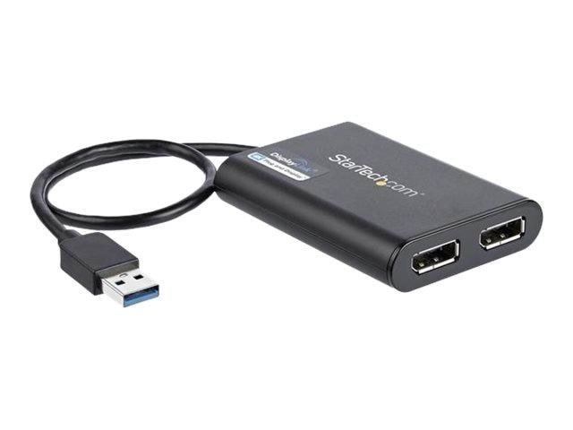 StarTech.com USB to Dual DisplayPort Adapter - 4K 60Hz - USB 3.0 (5Gbps) - external video adapter - DisplayLink DL-6950 - black Skærmkabel Sort 