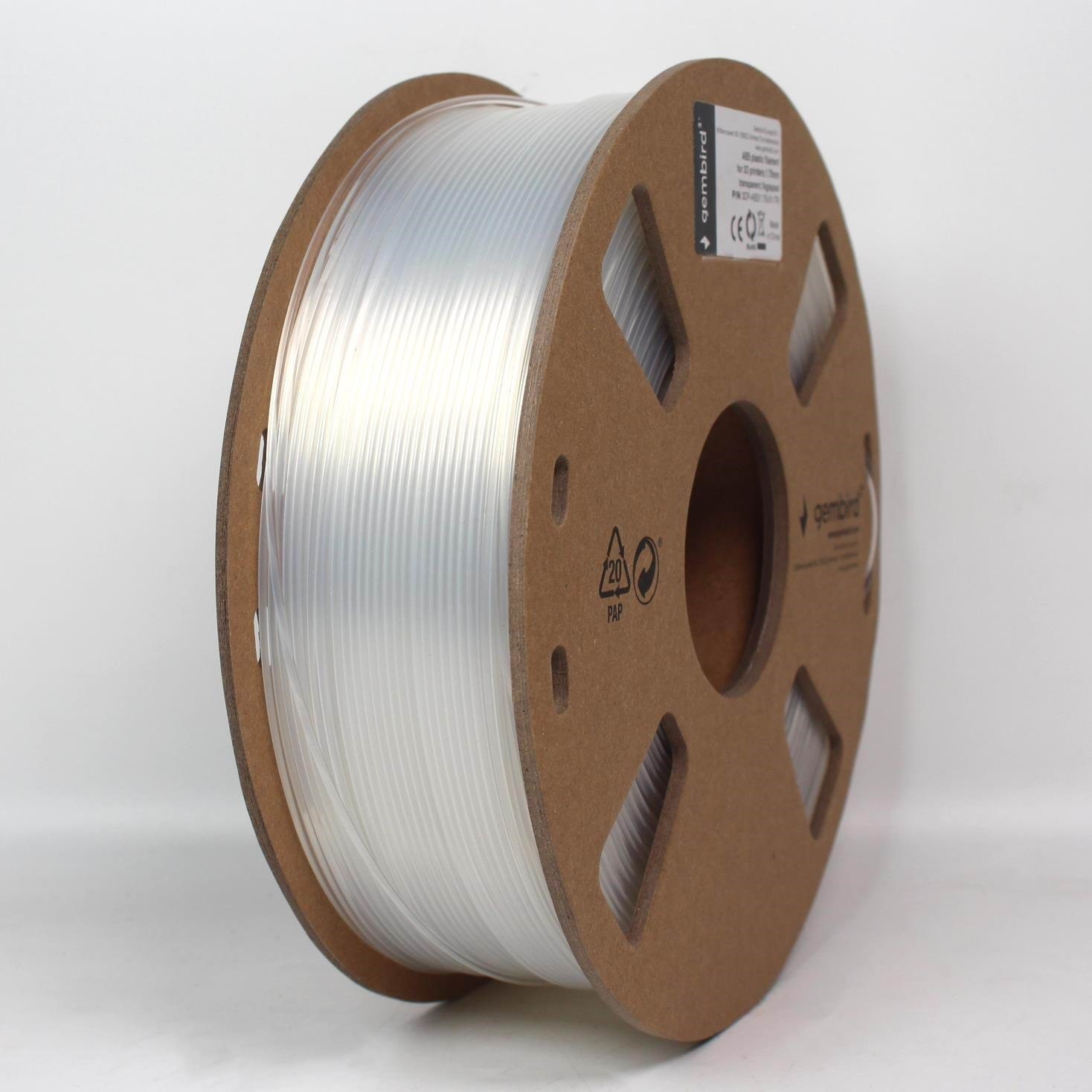 Gembird ABS filament - Gennemsigtig - 1.75mm ø - 1 kg