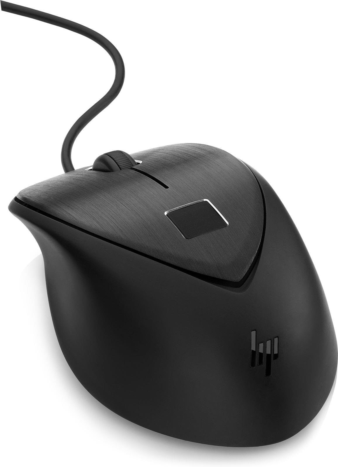 HP USB Fingerprint Mouse / 4TS44AA - Mus - Laser - 3 knapper - Sort Mus