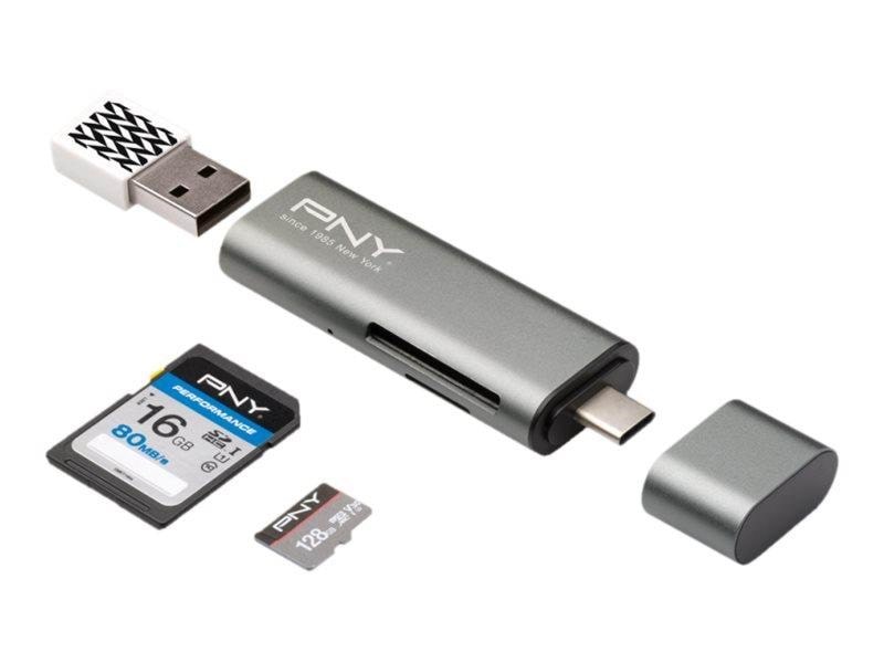 PNY USB-C CARD READER + USB-A ADAP ACCS Kortlæser R-TC-UA-3N1E01-RB