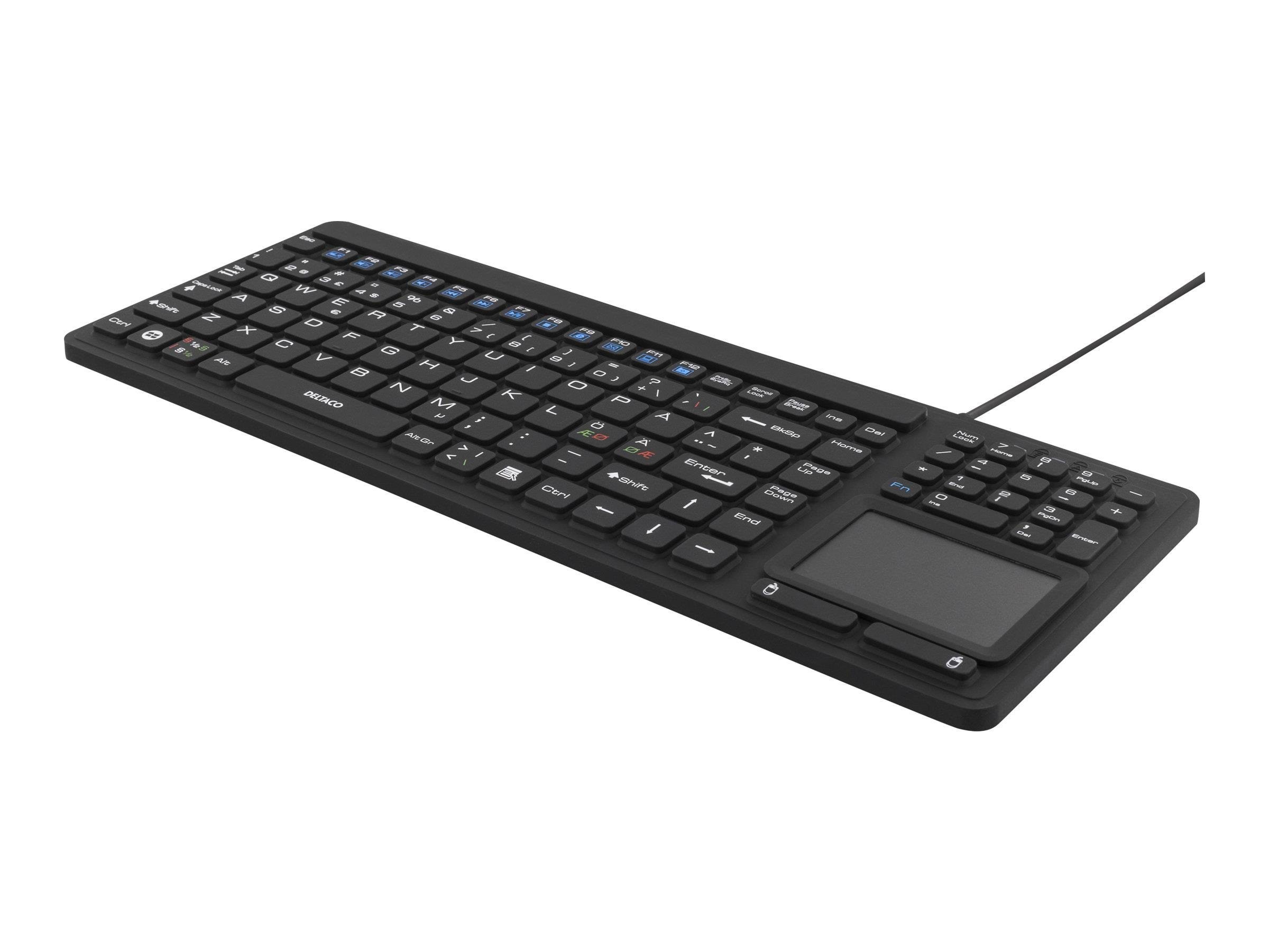 Deltaco rubberized keyboard with touchpad IP68 1 - Tastatur - Nordisk - Sort Tastatur ST-IKB888