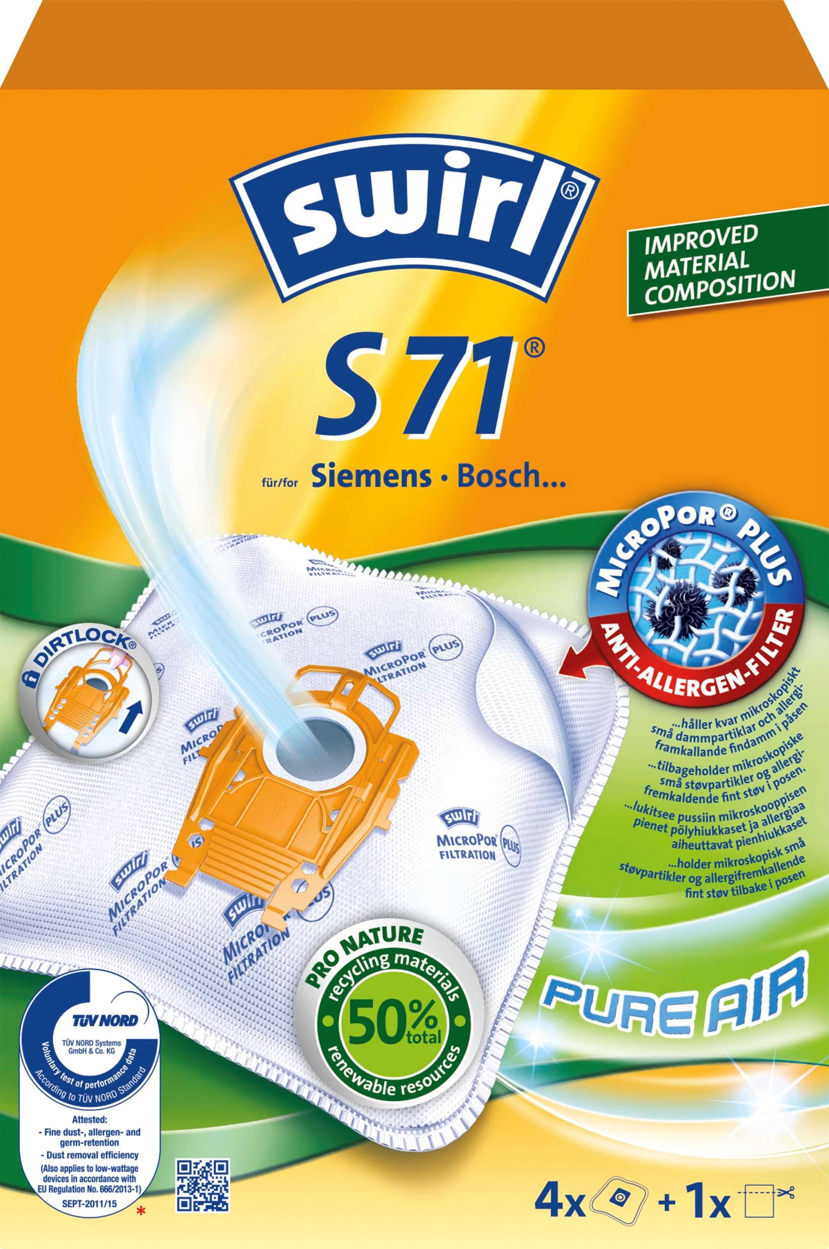 Swirl MODEL S71 MP AirSpace - 4 pcs Støvsugerpose 6765965