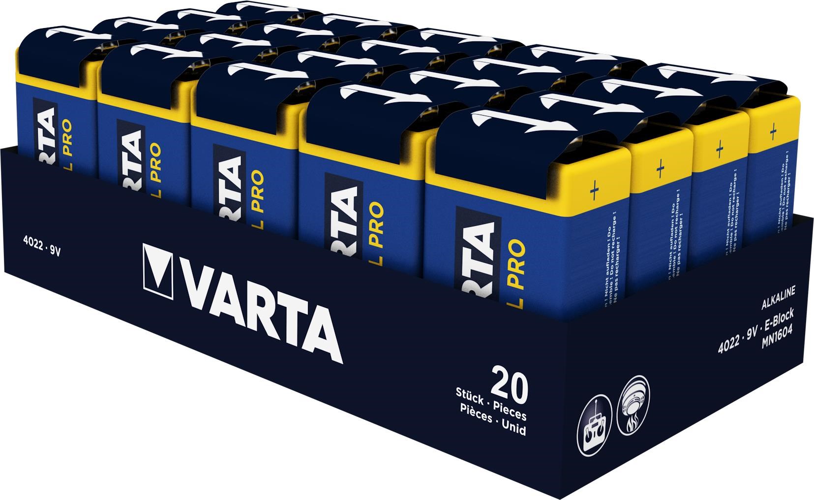 VARTA Industrial Pro 9V Alkaline (20-Pack) Batteri 04022 211 111