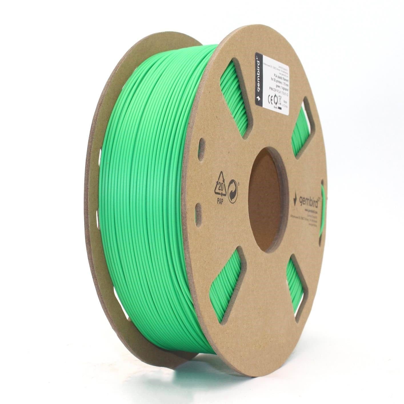 Gembird PLA filament - Grøn - 1.75mm ø - 1 kg 3d Filament 3DP-PLA1.75-01-G